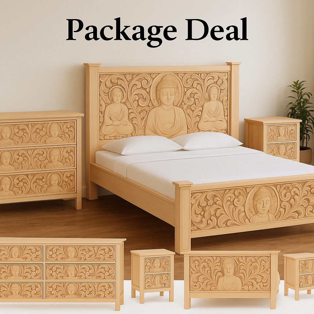 Buddha Haven Series Package bed and 2 Bedsides 