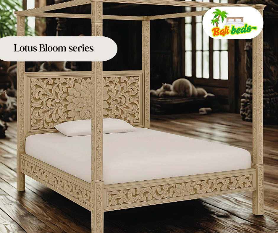 The Lotus haven Canopy BED Package bed and 2 Bedsides 
