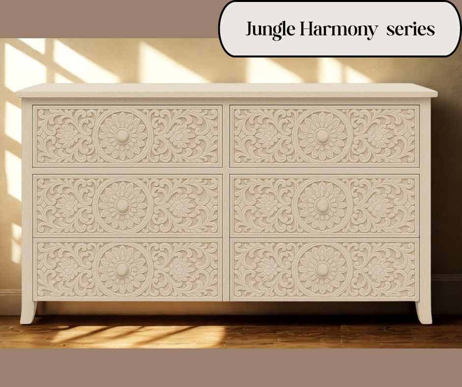 Jungle HarmonySeries Package bed , 6 draw dresser and 2 Bedsides 