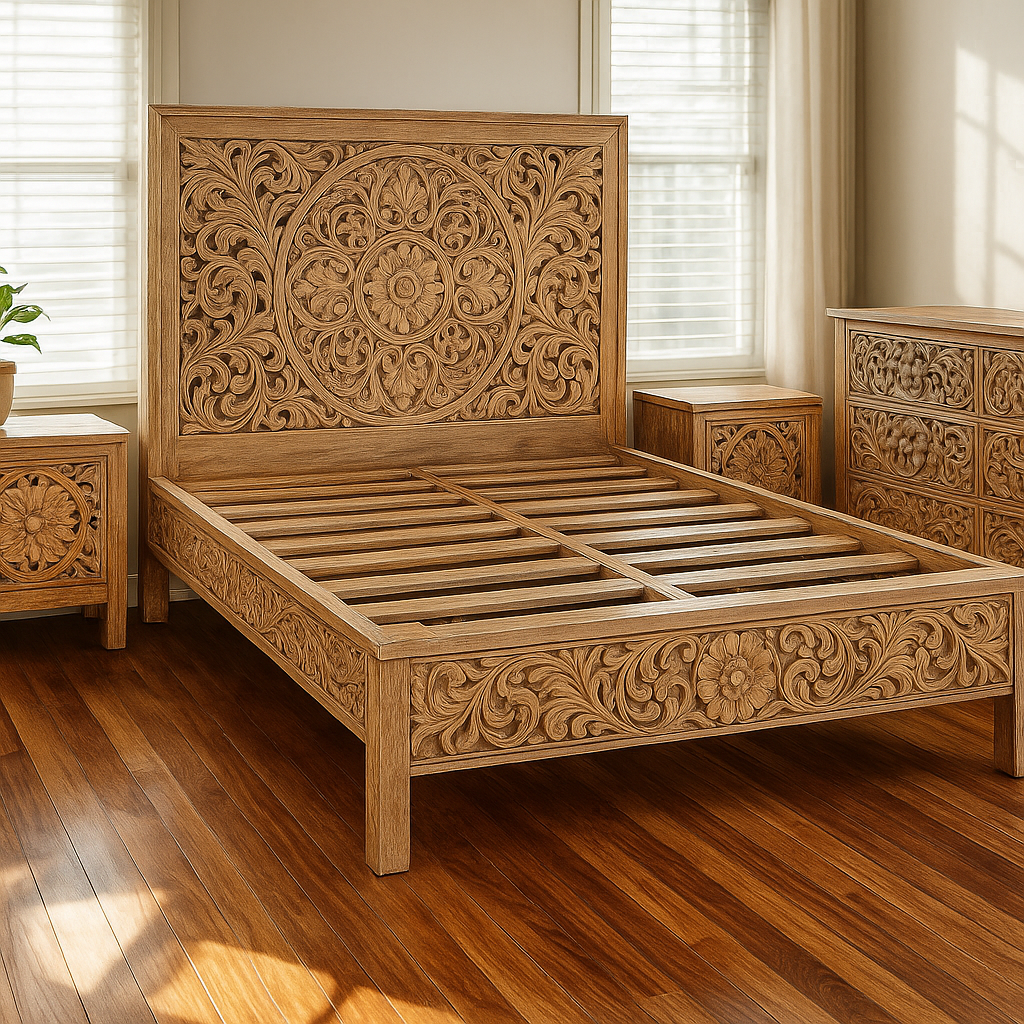The Hibiscus Dream Series Package bed , 6 draw dresser and 2 Bedsides
