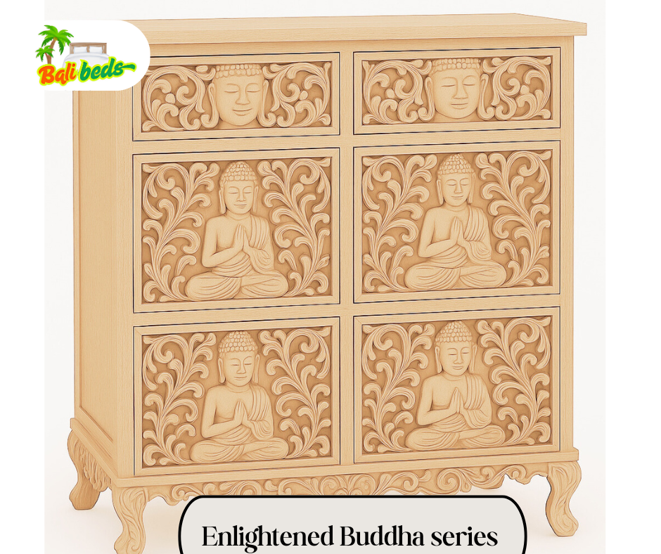 Enlightened Buddha Series Package bed , 6 draw dresser and 2 Bedsides 