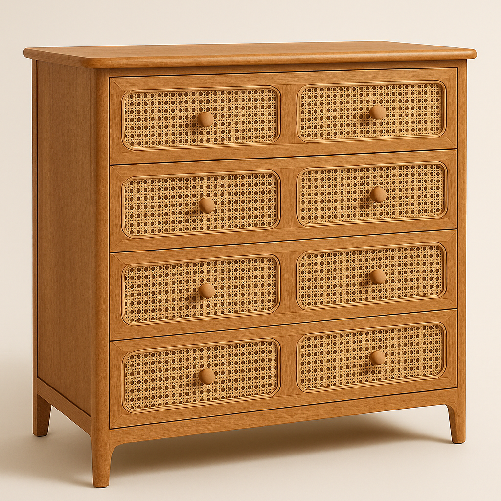 The Serene Rattan Series Package bed , 6 draw dresser and 2 Bedsides 