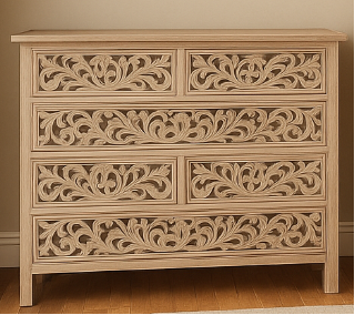 Ubud Canopy Bed series Package bed , 6 draw dresser and 2 Bedsides 