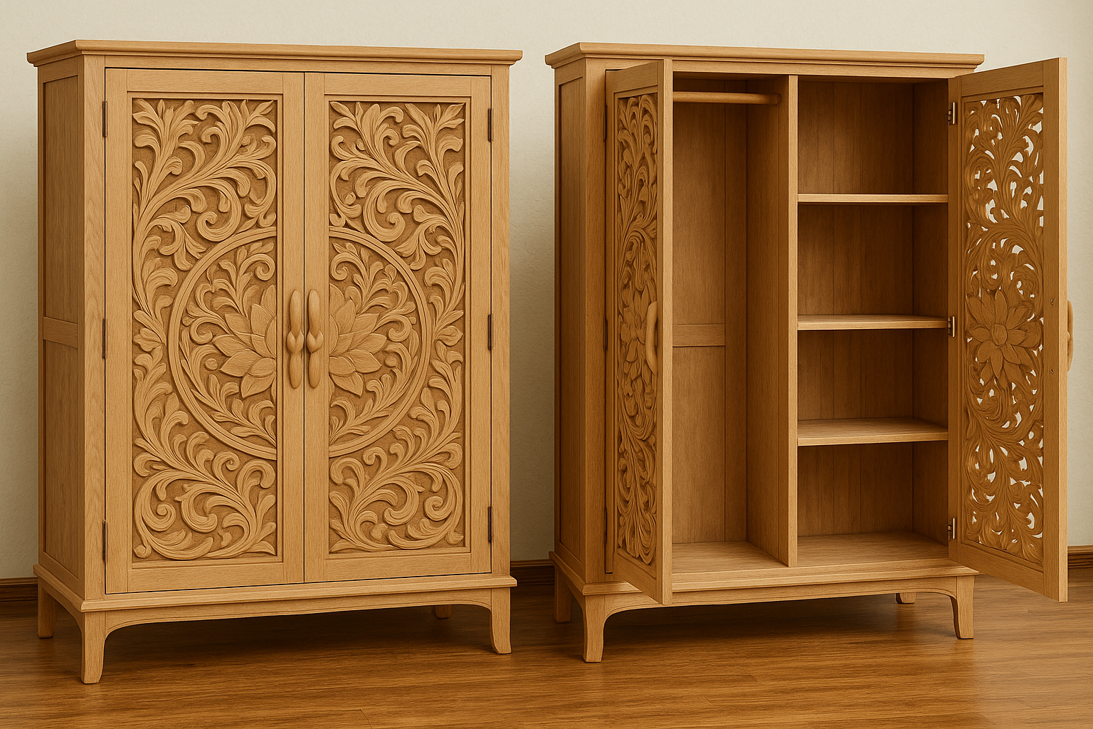 Lotus Sunrise Wooden Wardrobe