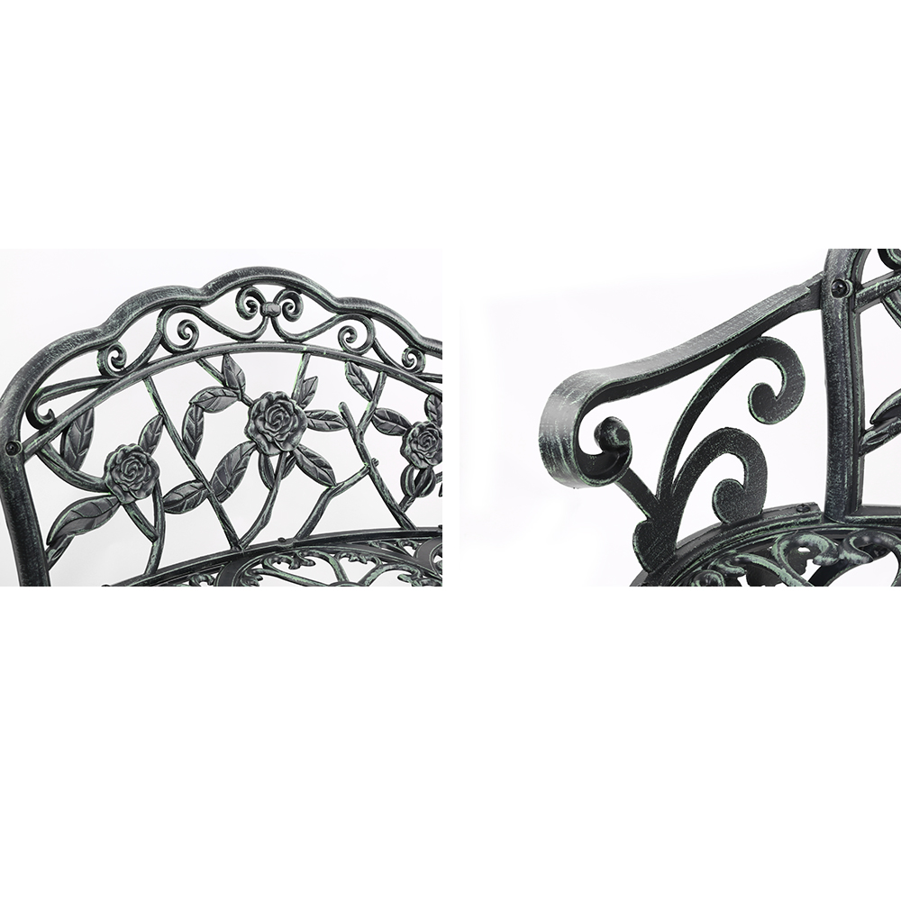 Gardeon Outdoor Garden Bench Seat 100cm Cast Aluminium Patio Chair Vintage Green