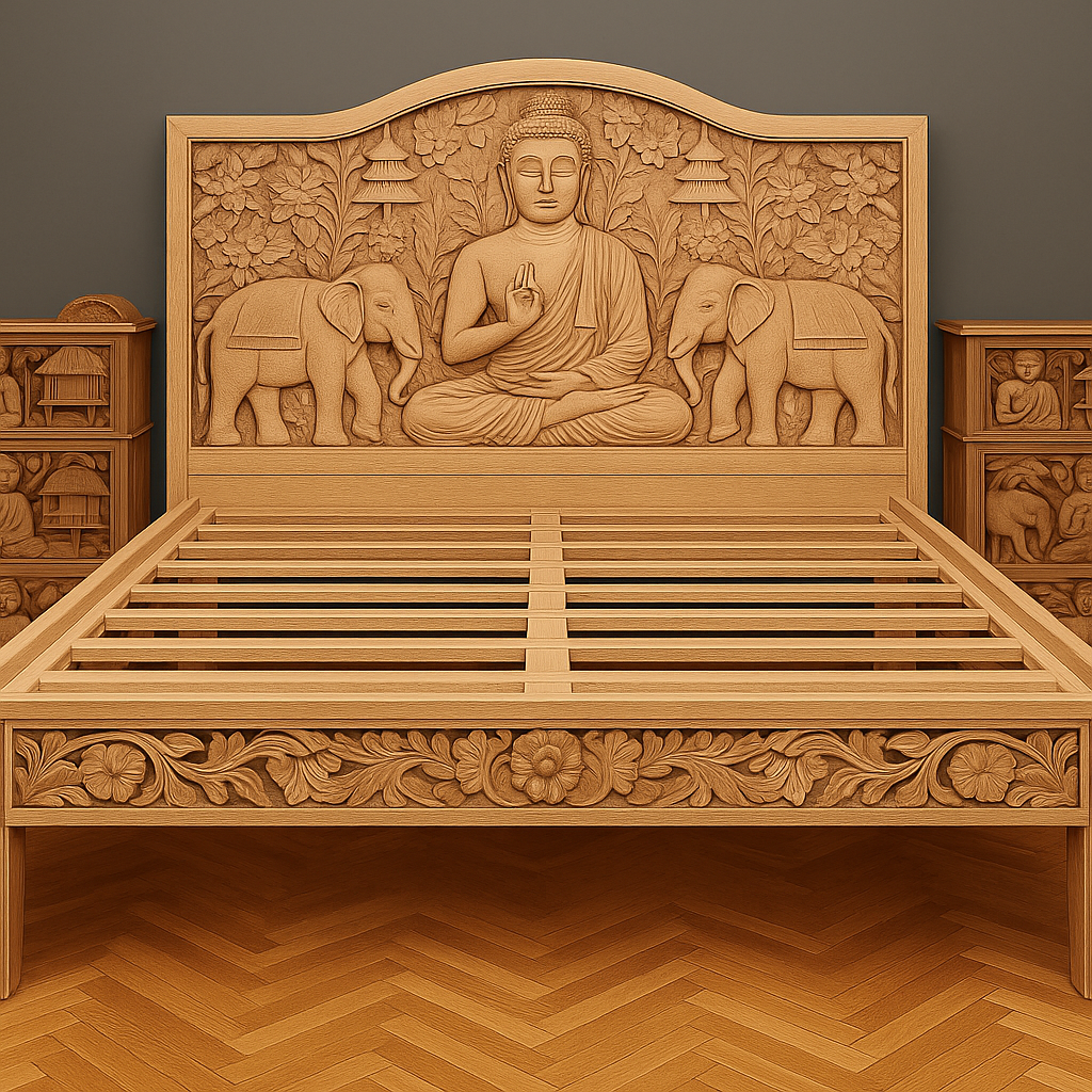 The Golden Buddha – Hand-Carved Bed