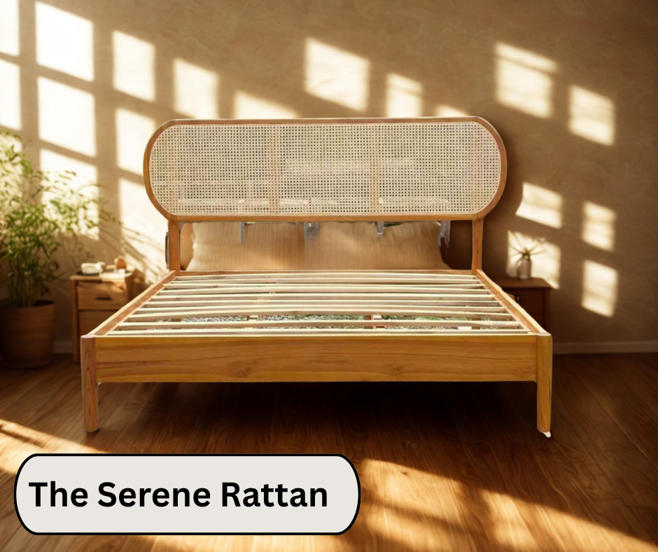 The Serene Rattan – Hand-Carved Bed