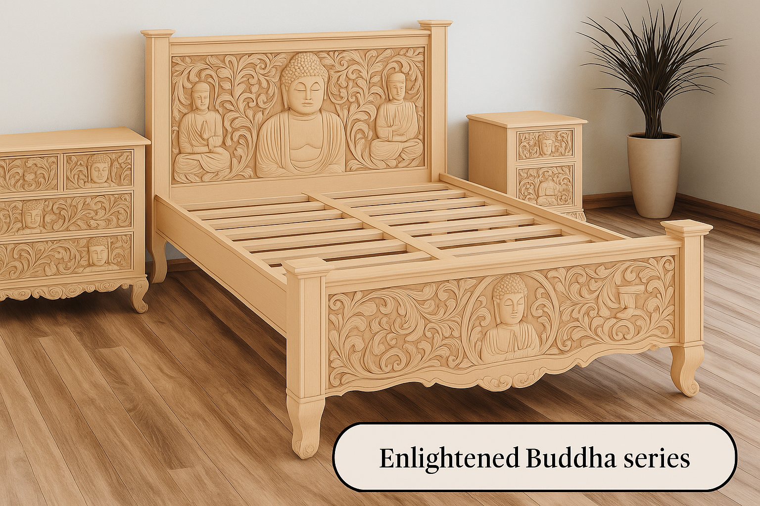 The Buddha Haven – Hand-Carved Bed