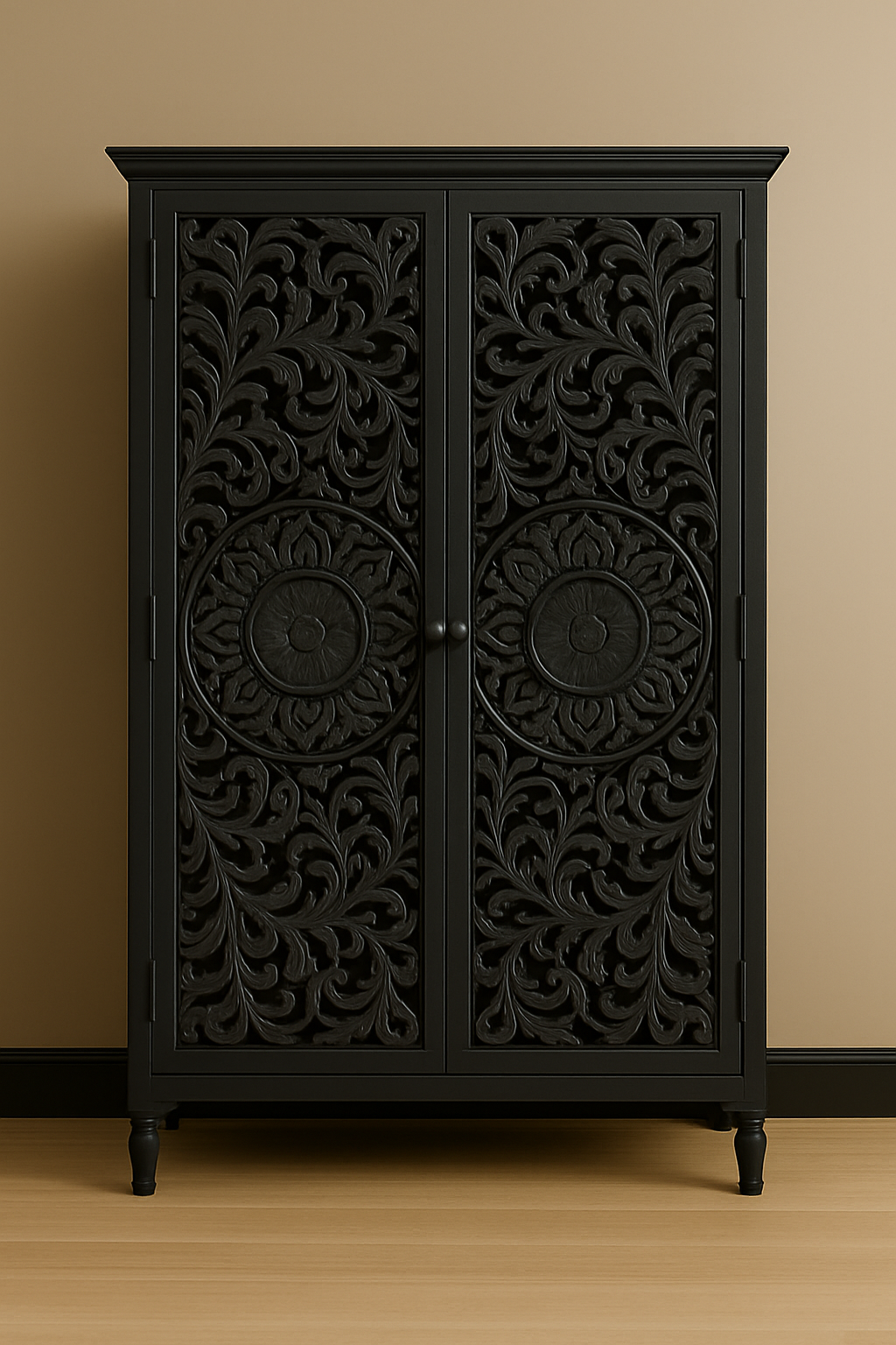 Midnight Mandela Wardrobe Solid Wood – 200x100x45 cm