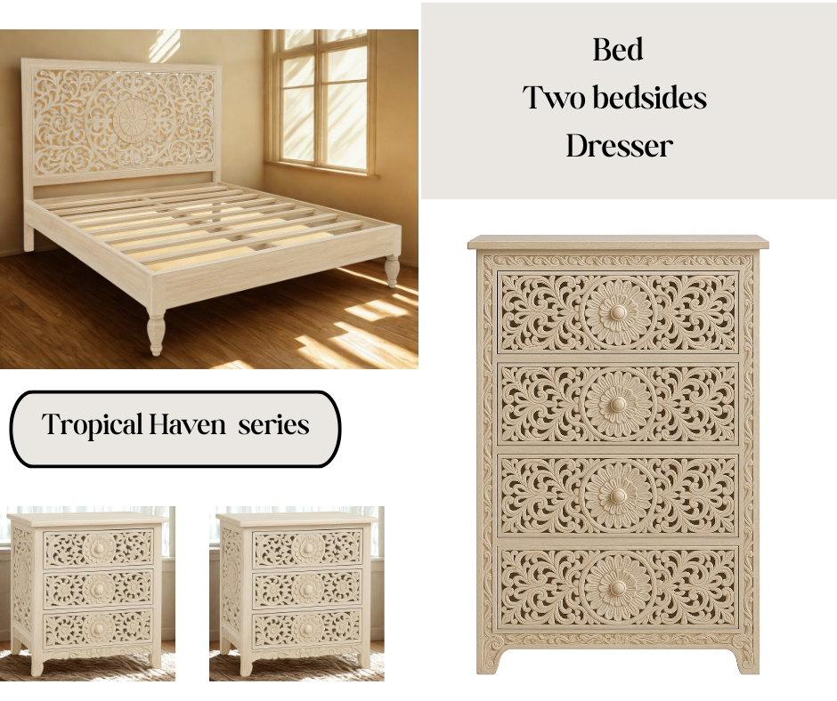 Tropical Haven – Hand-Carved Bed