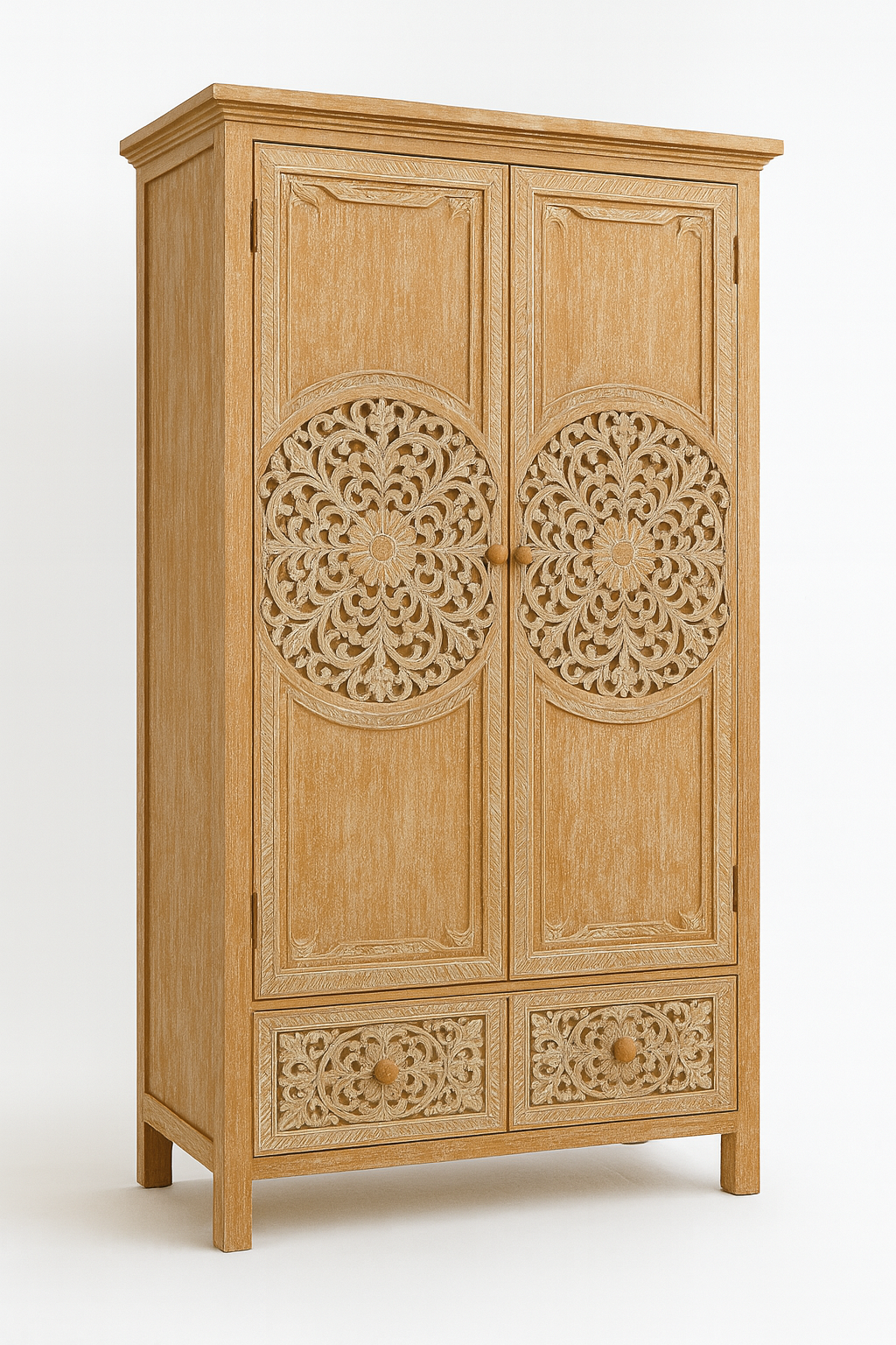 Bumi Armoire Wardrobe with lower drawers Solid Wood – 200x100x45 cm