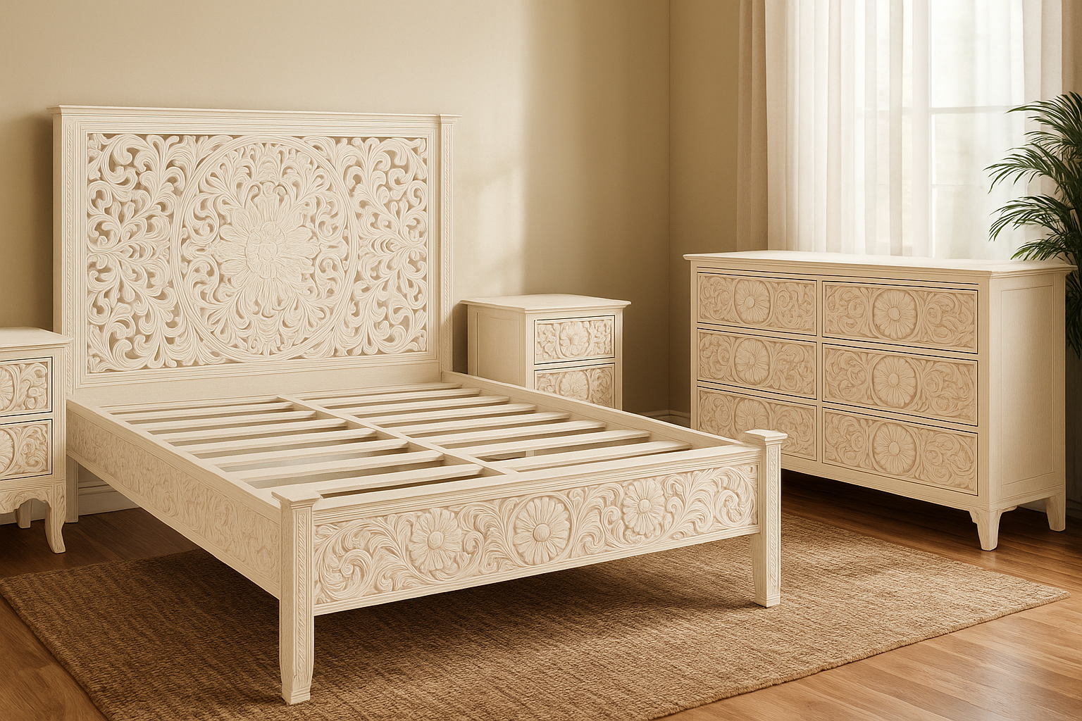 Jungle Harmony – Hand-Carved Bed
