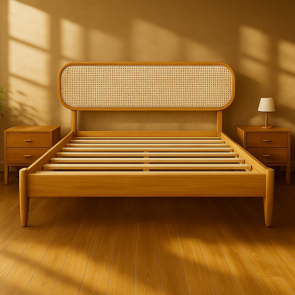 The Serene Rattan – Hand-Carved Bed