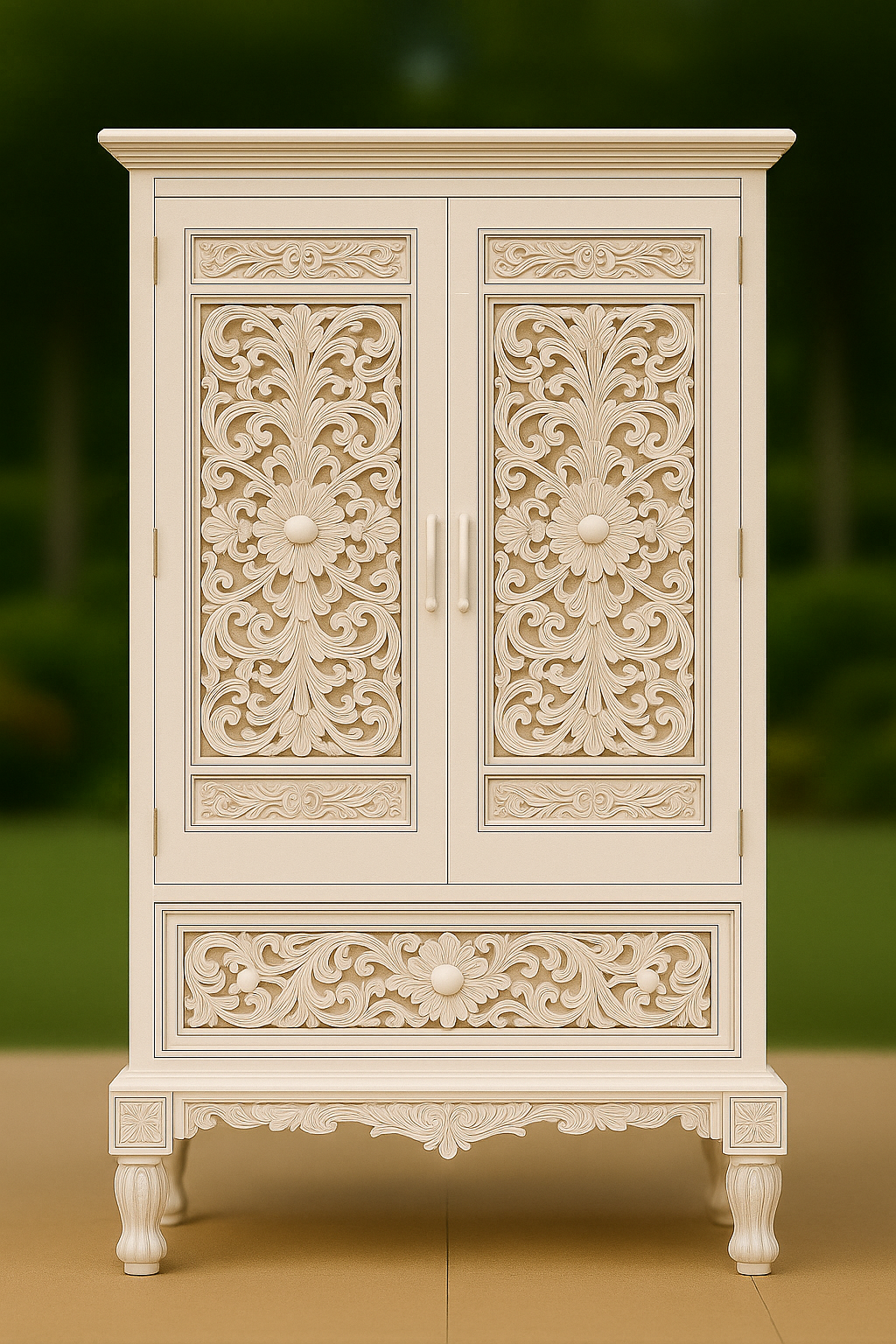 Singaraja Handcrafted Solid Wood Wardrobe – 200x100x45 cm