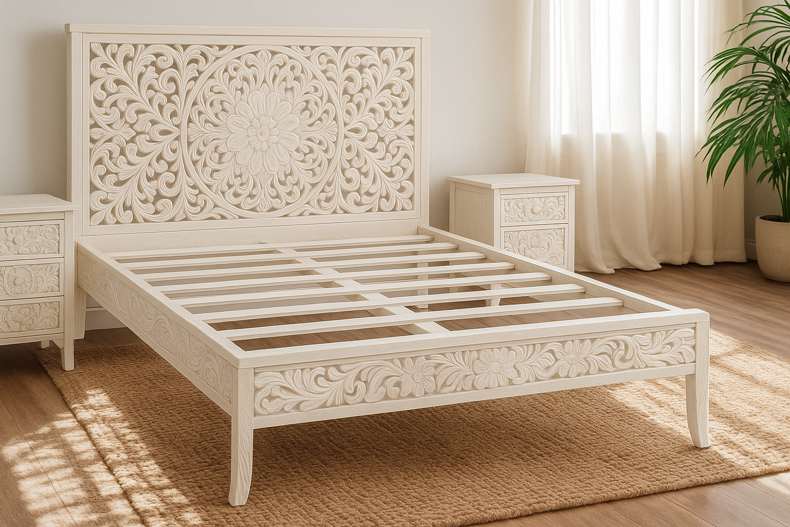 Jungle Harmony – Hand-Carved Bed