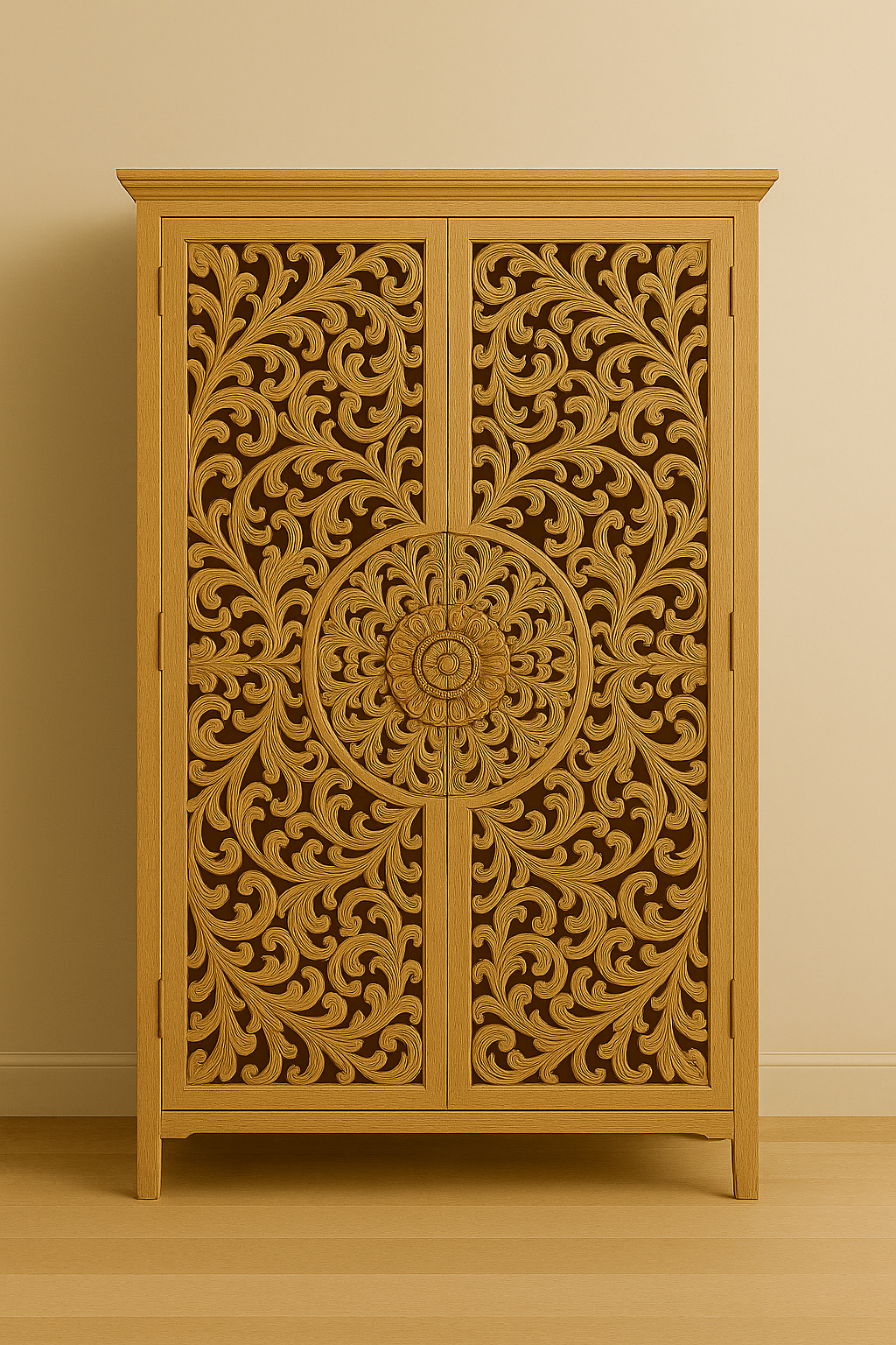 Earthy Mandela Wardrobe Solid Wood – 200x100x45 cm