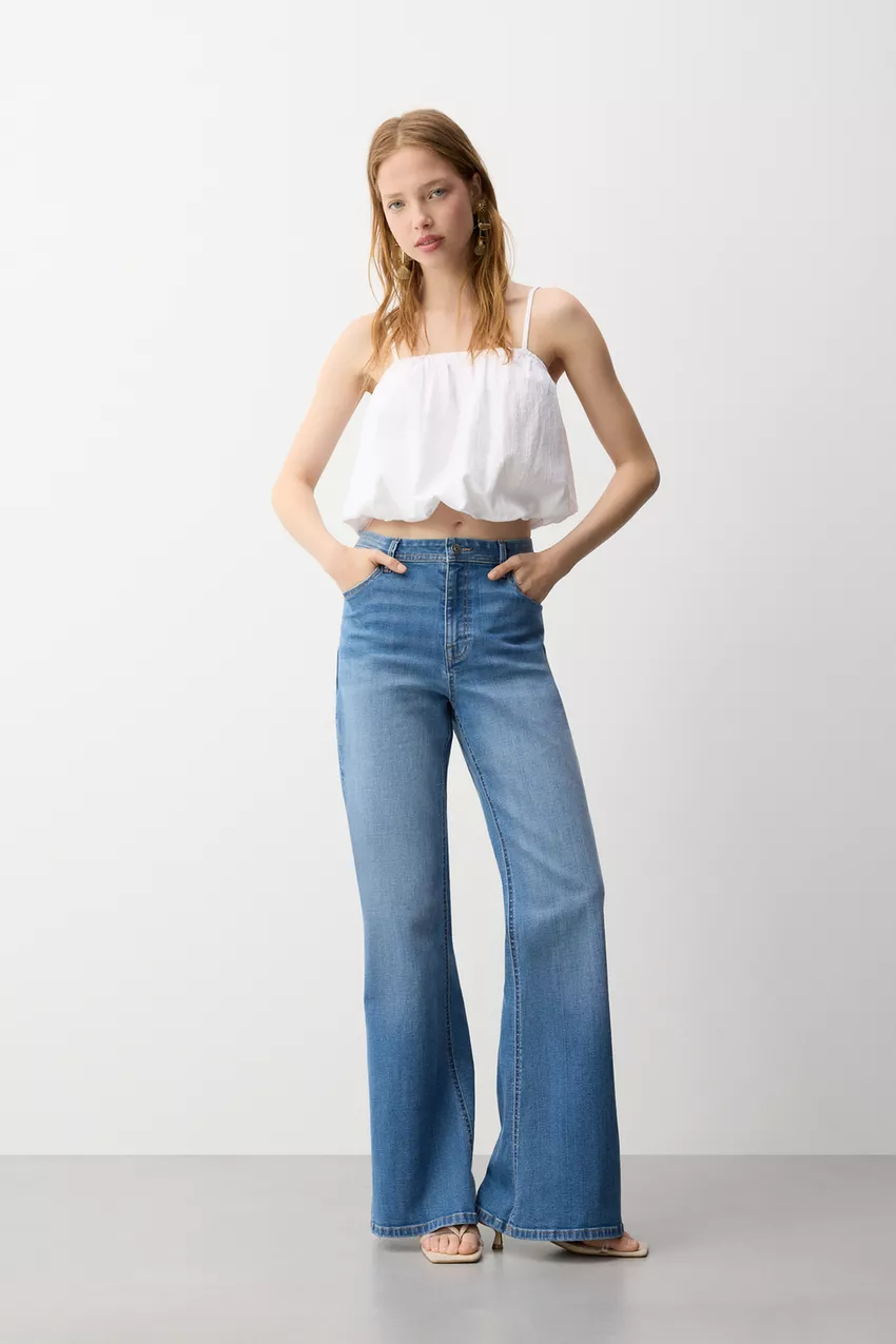 High-Waisted Flared Jeans