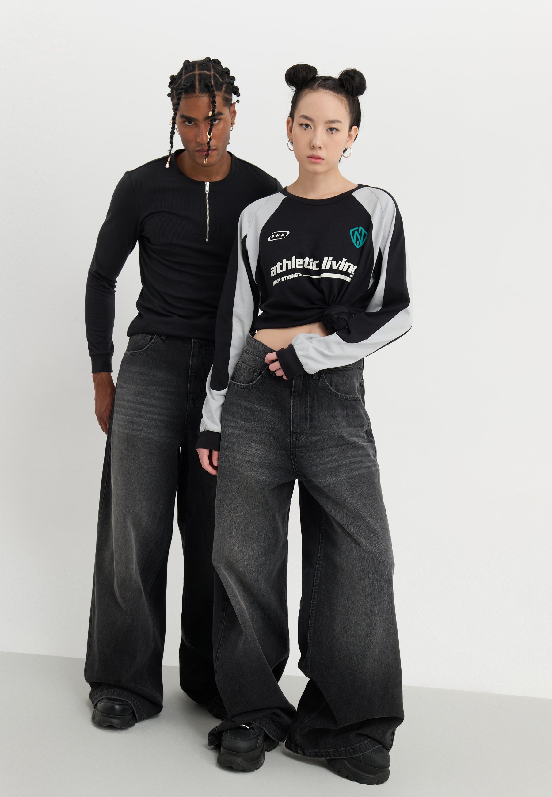 Unisex vintage black baggy jeans