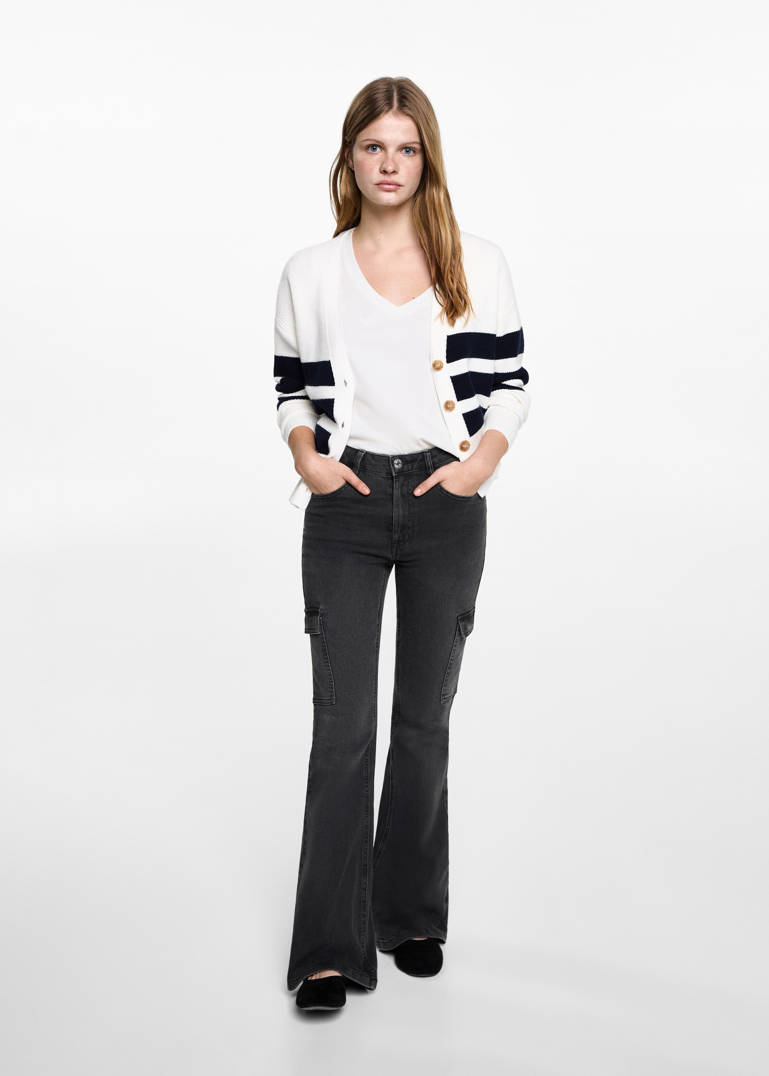 Charcoal flare cargo jeans