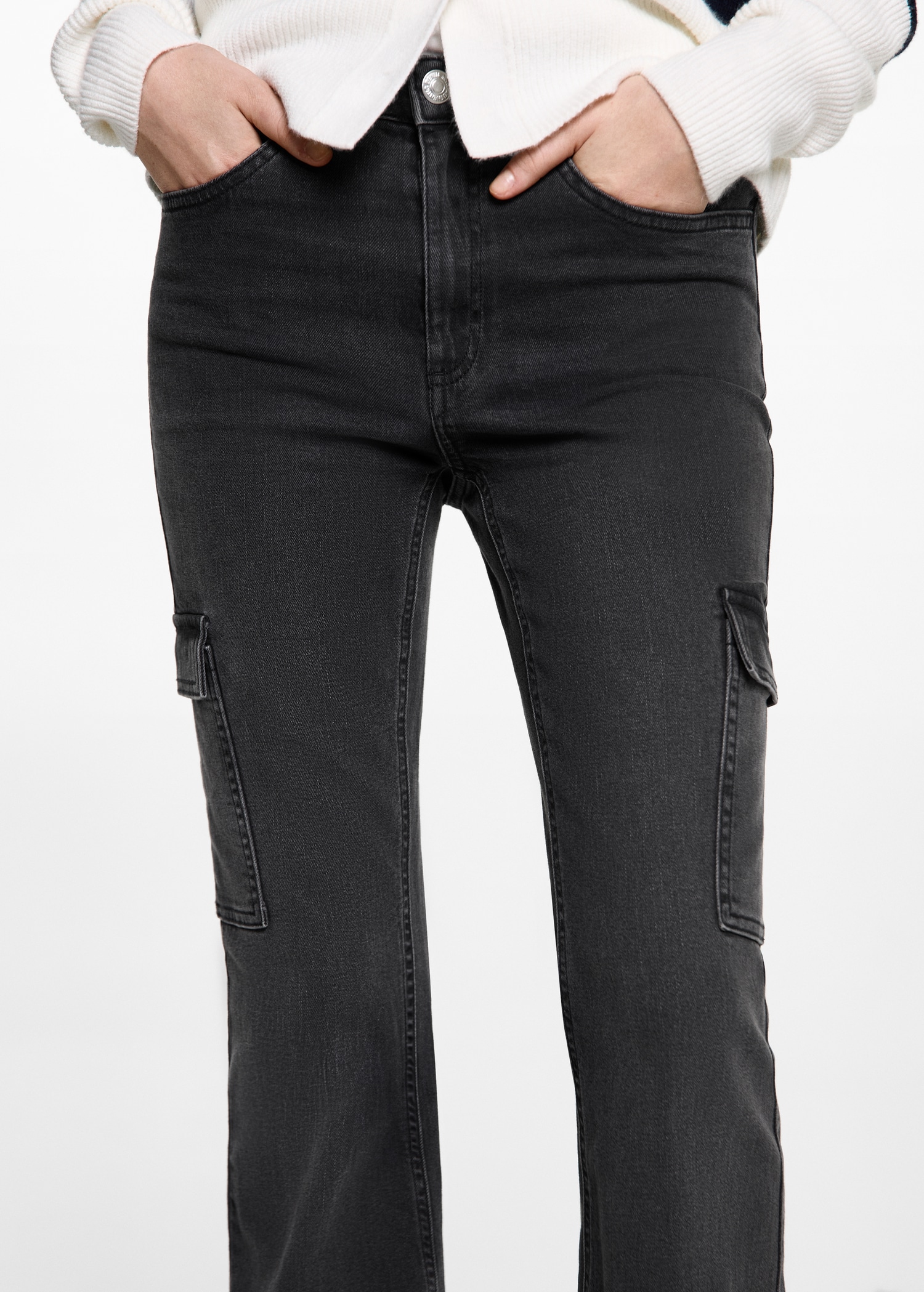 Charcoal flare cargo jeans