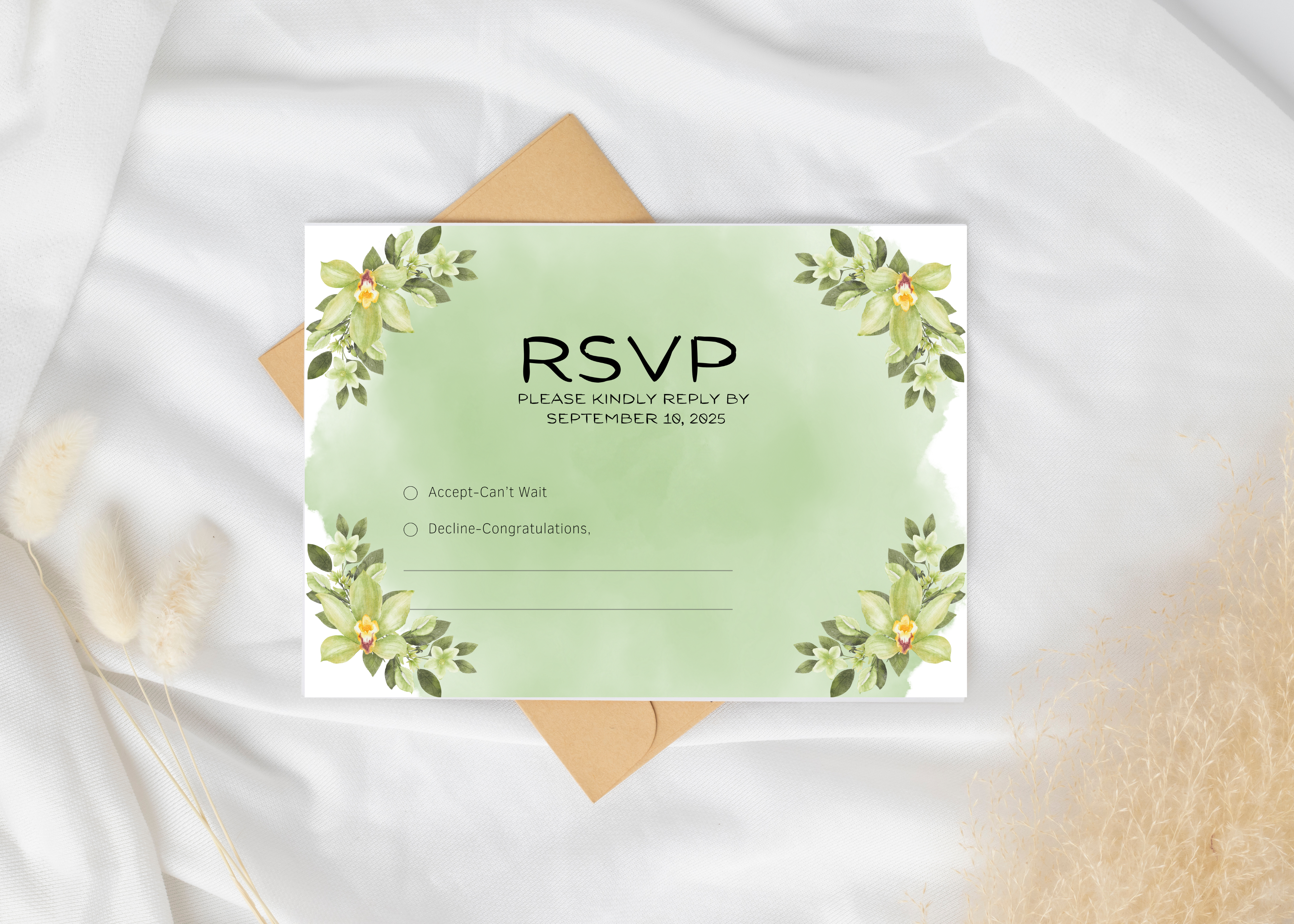 Green Floral Engagement Invitation Set – Editable Canva Templates with RSVP & Advice Card – 5x7 & 4x6 Sizes