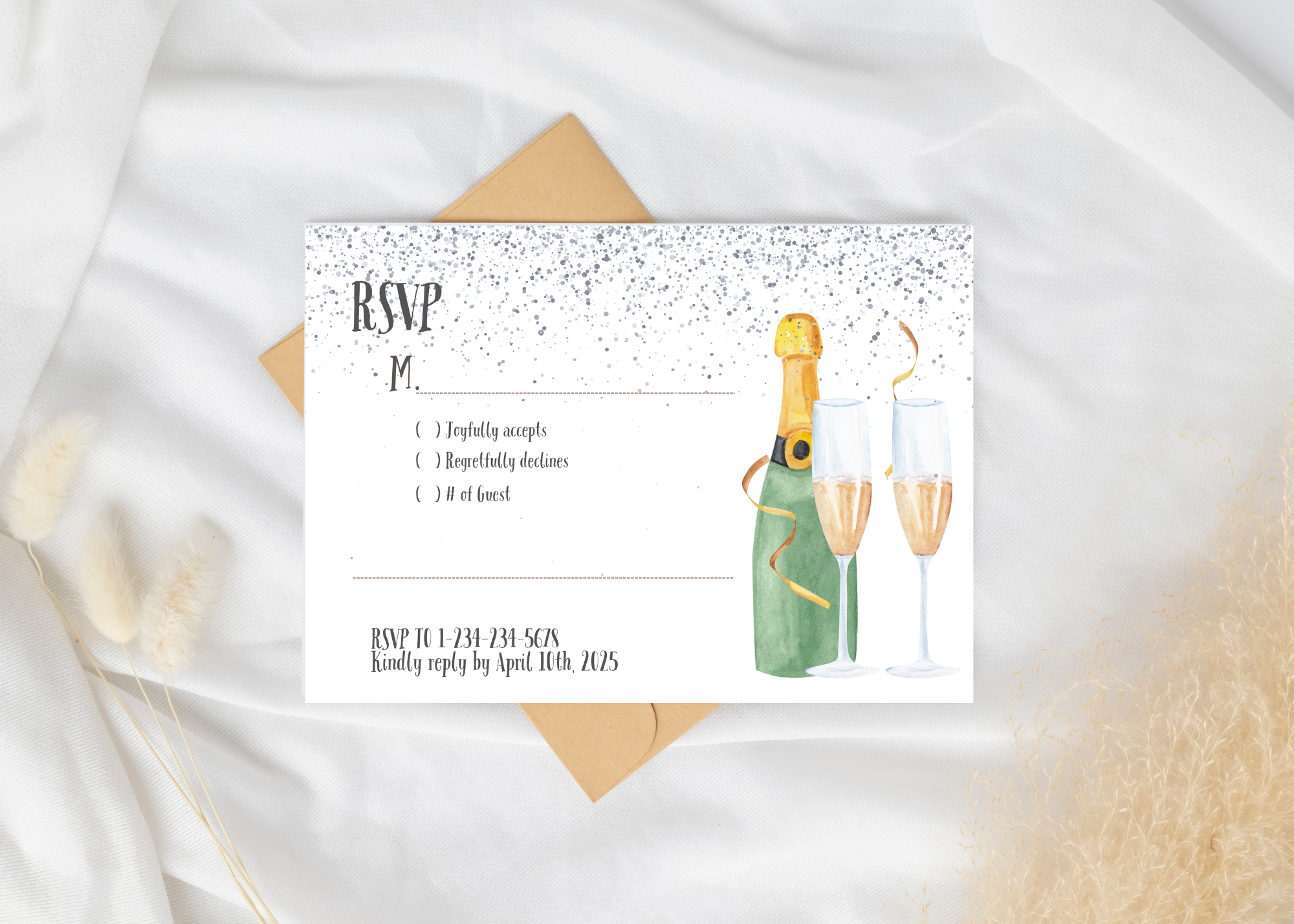 ✨ Champagne Toast Engagement Invitation Template – Instant Download