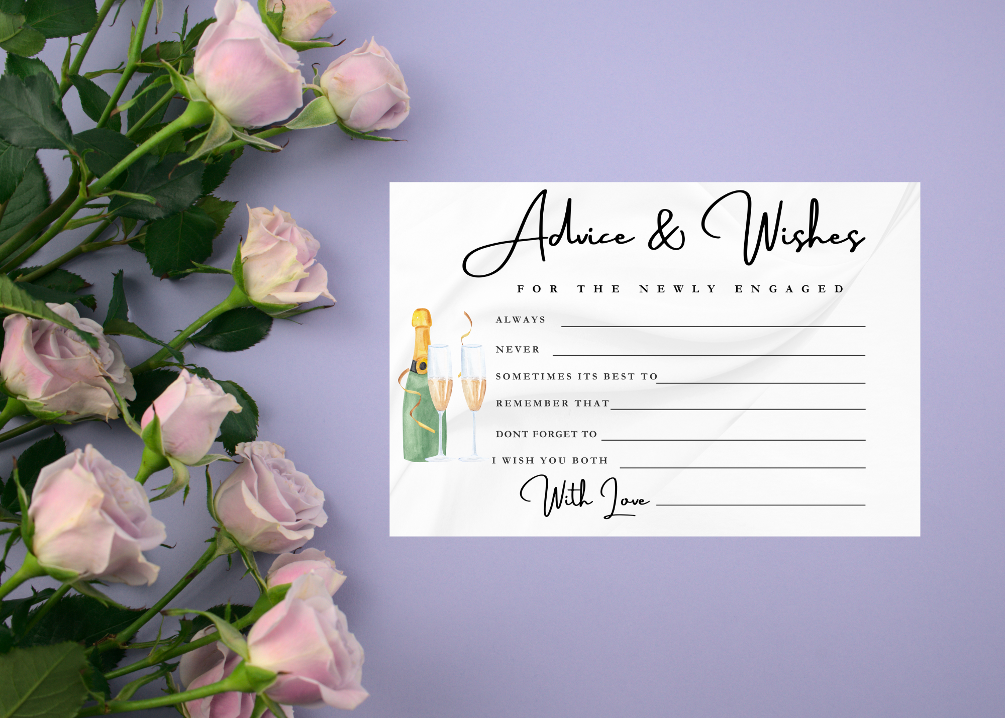 ✨ Champagne Toast Engagement Invitation Template – Instant Download