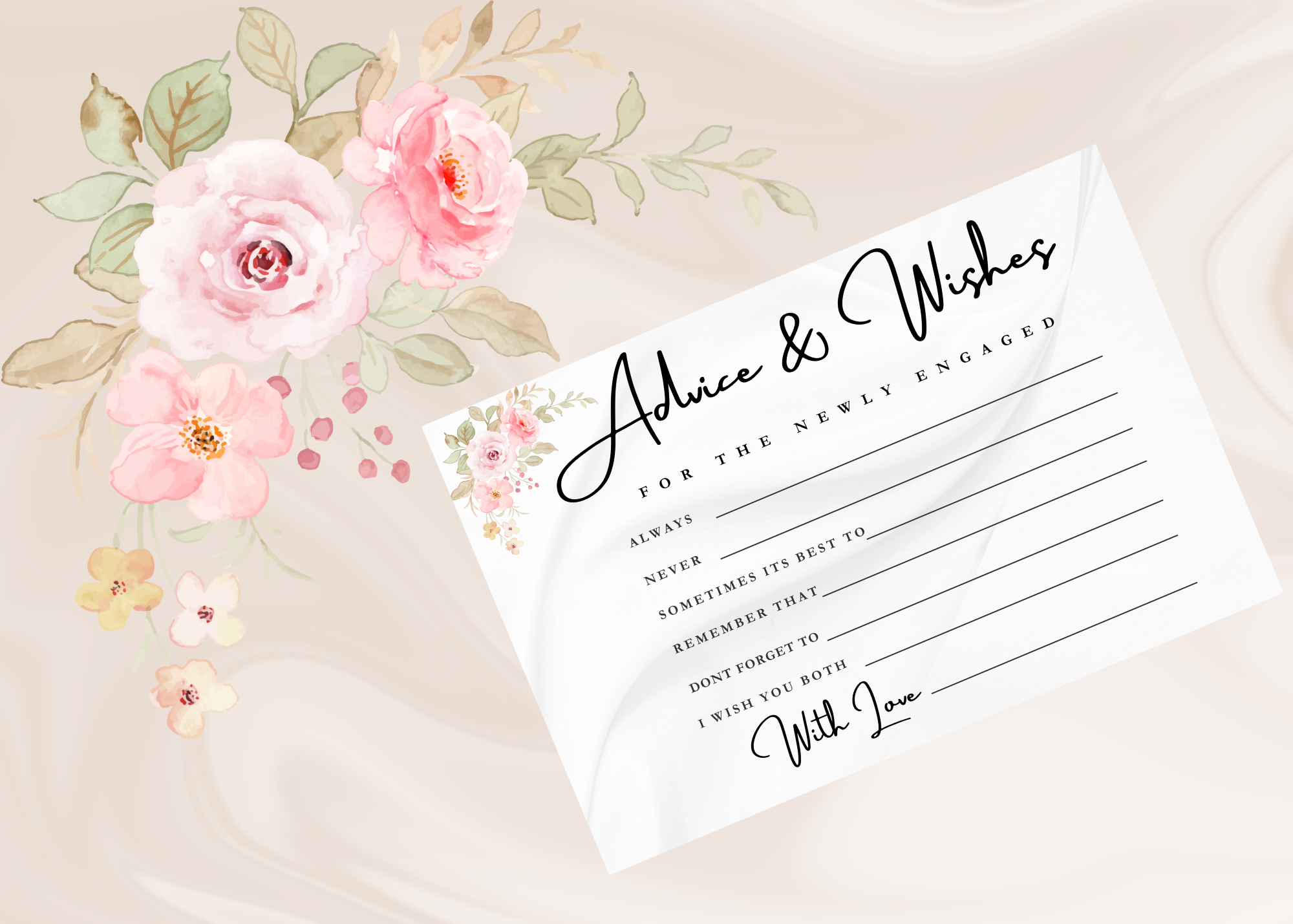 💍 Pink Rose Engagement Invitation Set – Instant Download