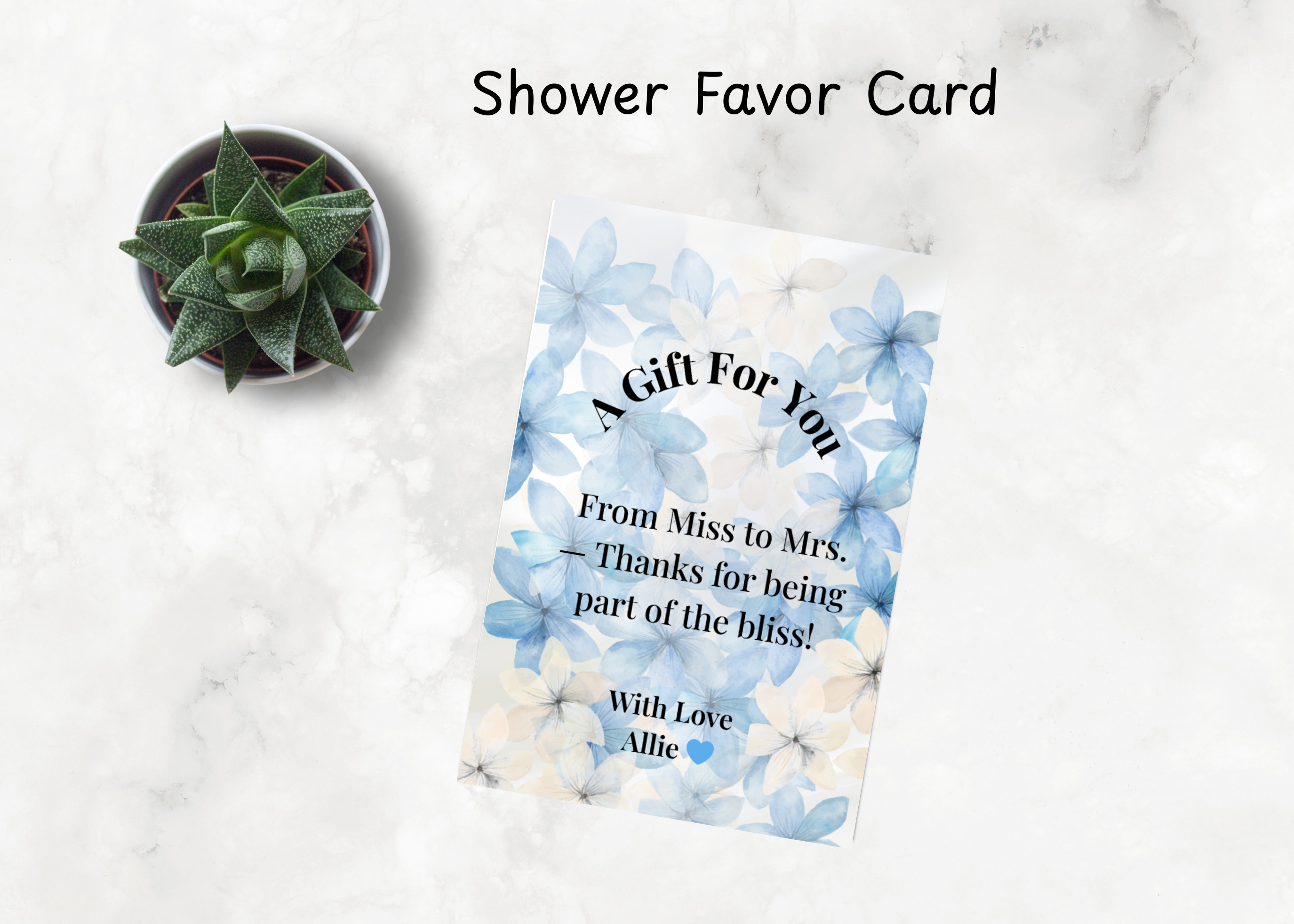Blue Watercolor Bridal Shower Invitation – Editable Canva Template