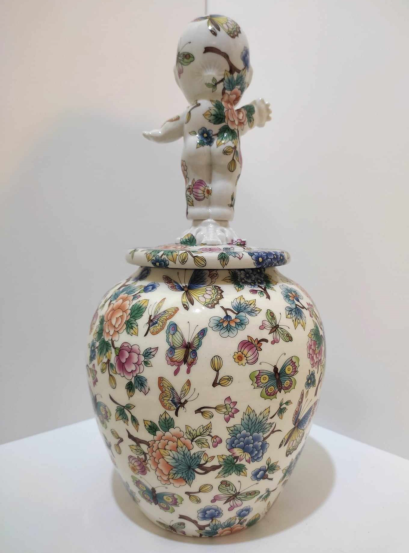 Vintage Ceramic Urn with Kewpie lid