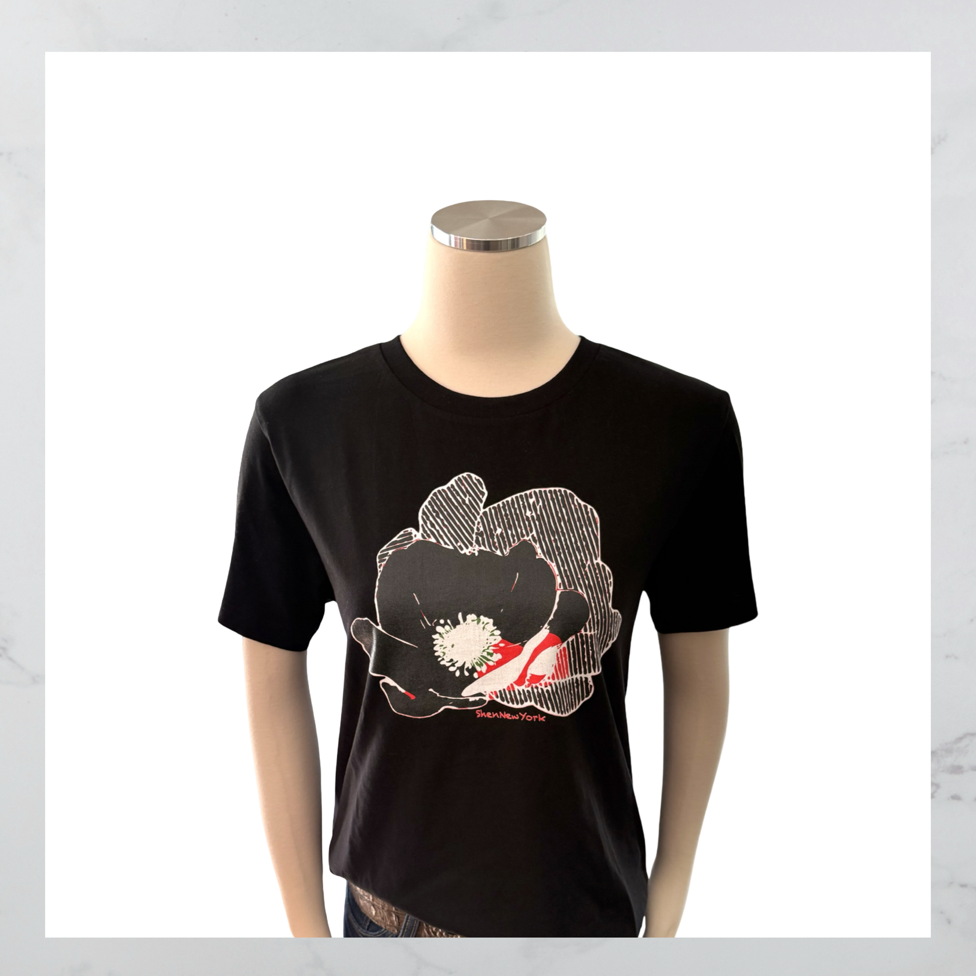 Flower Red-Gray Premium Cotton T