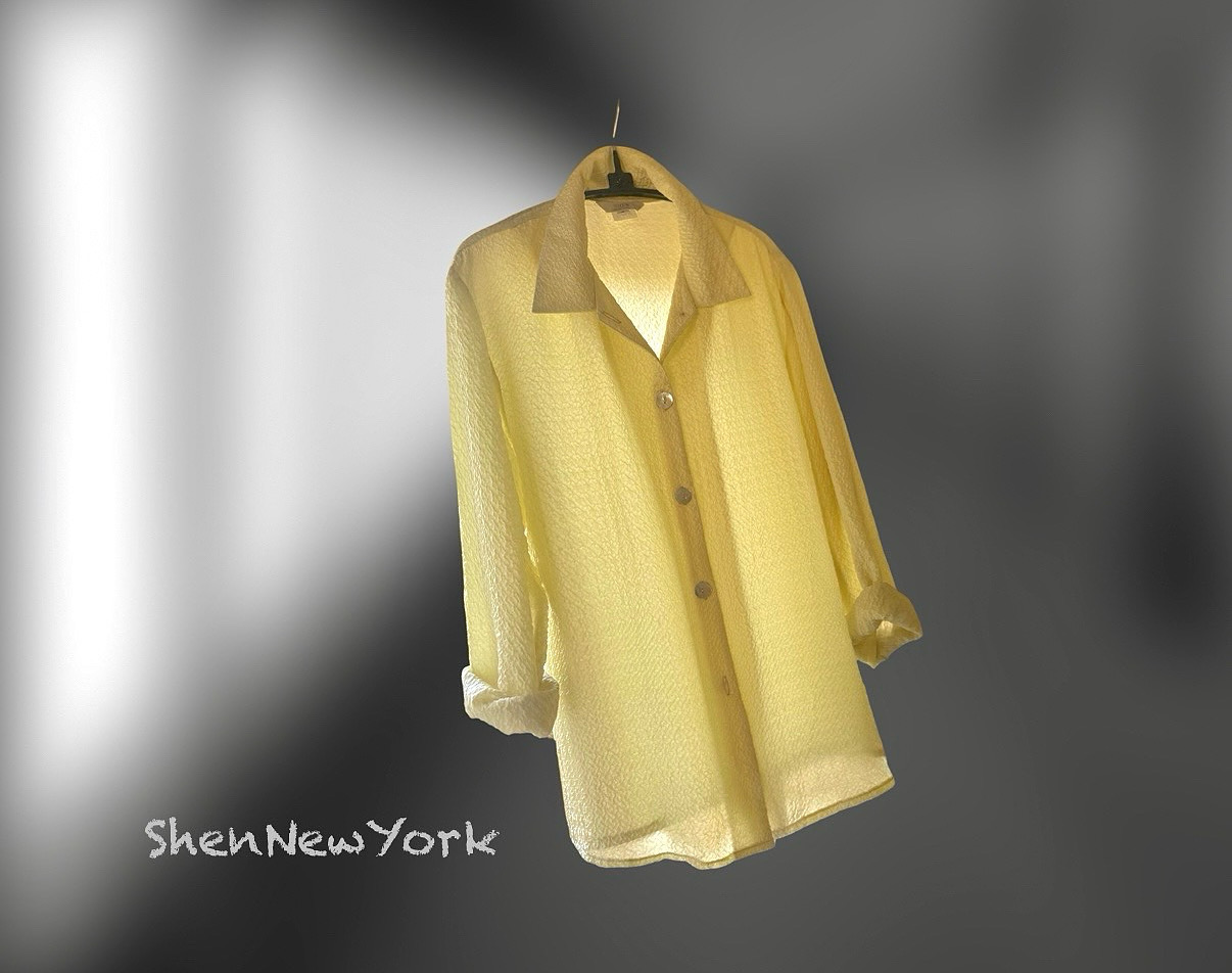 Crinkled Silk Button Down Shirt