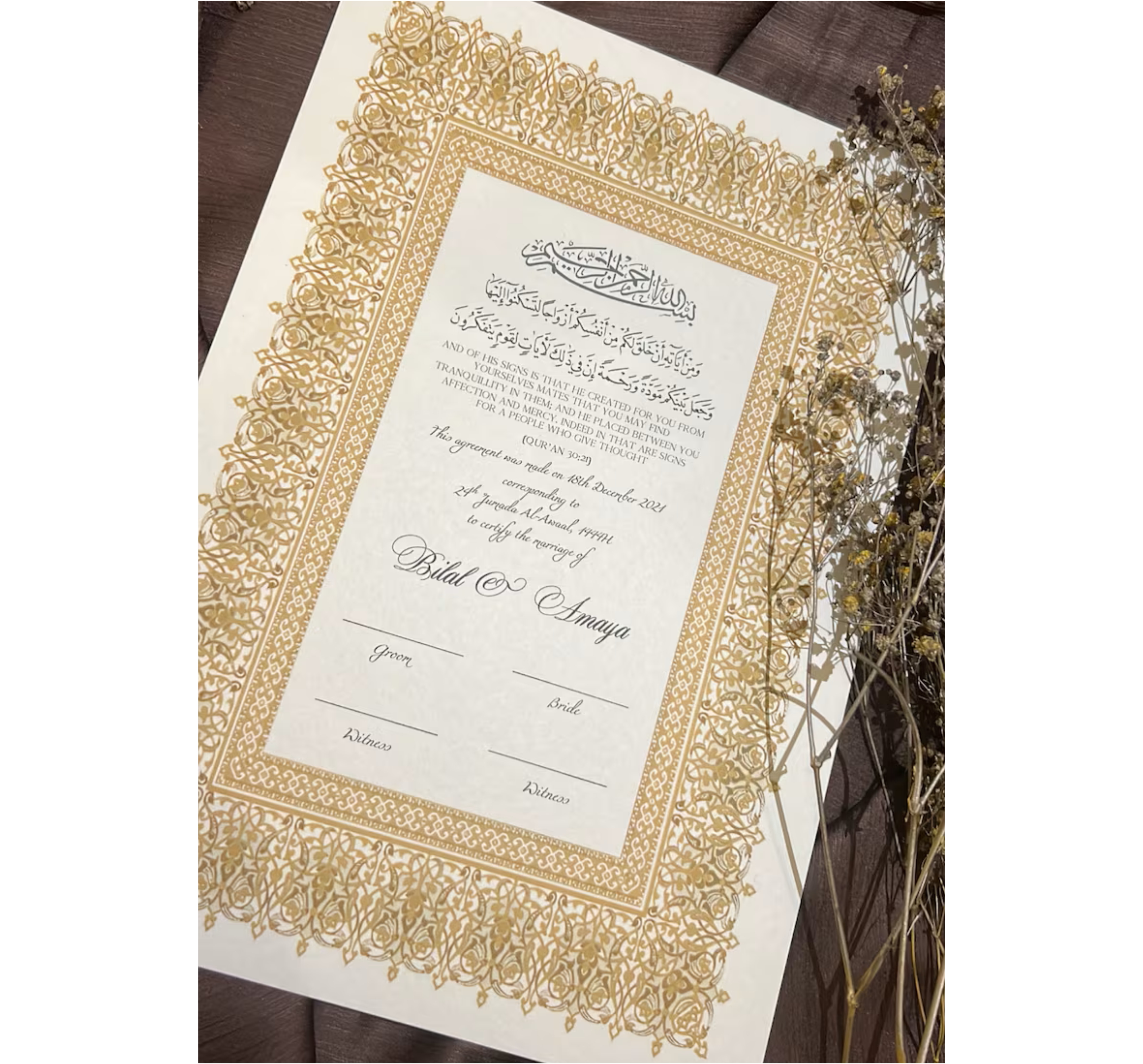 Nikkah Certificate with Framed 