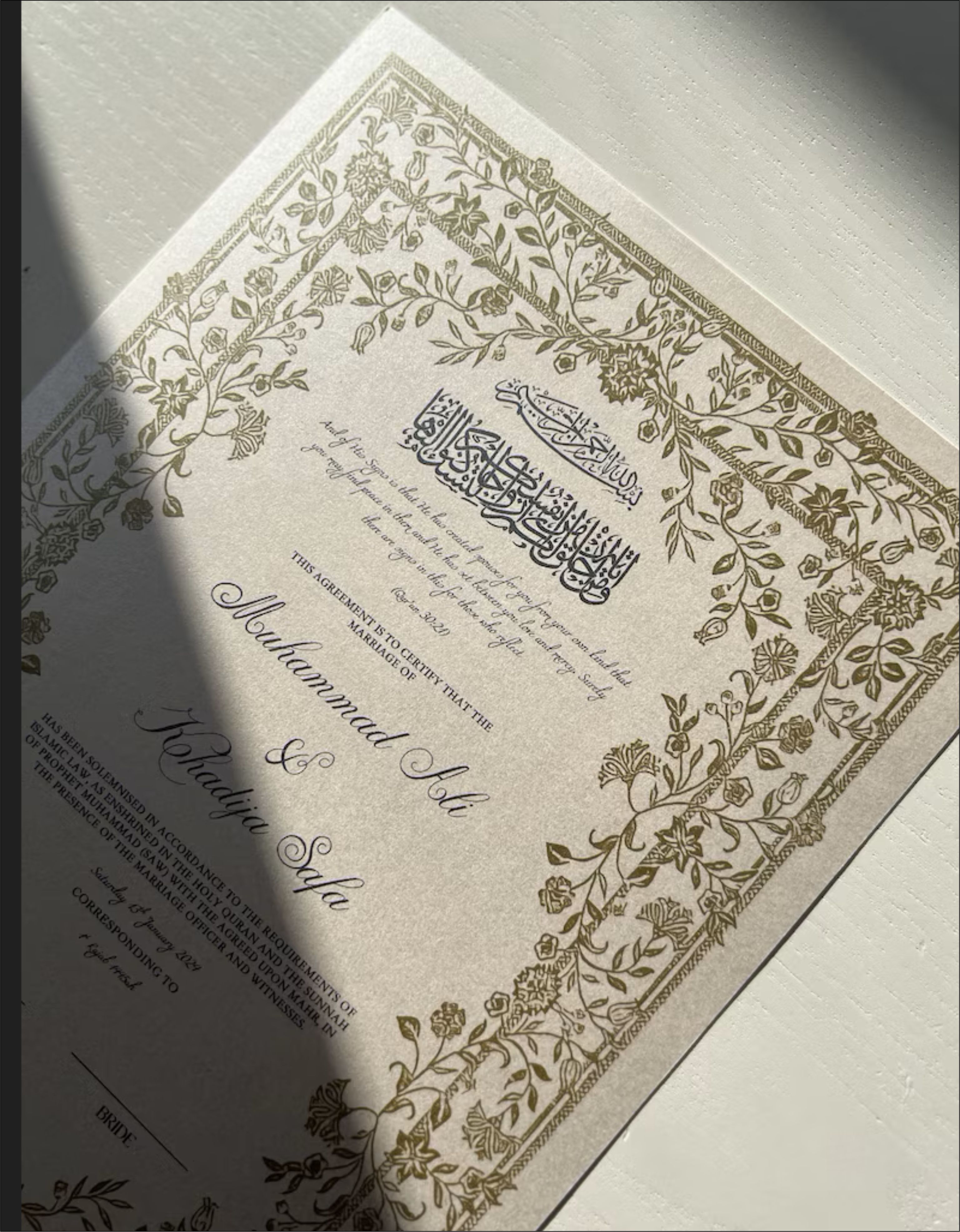 Nikkah Certificate with Framed 