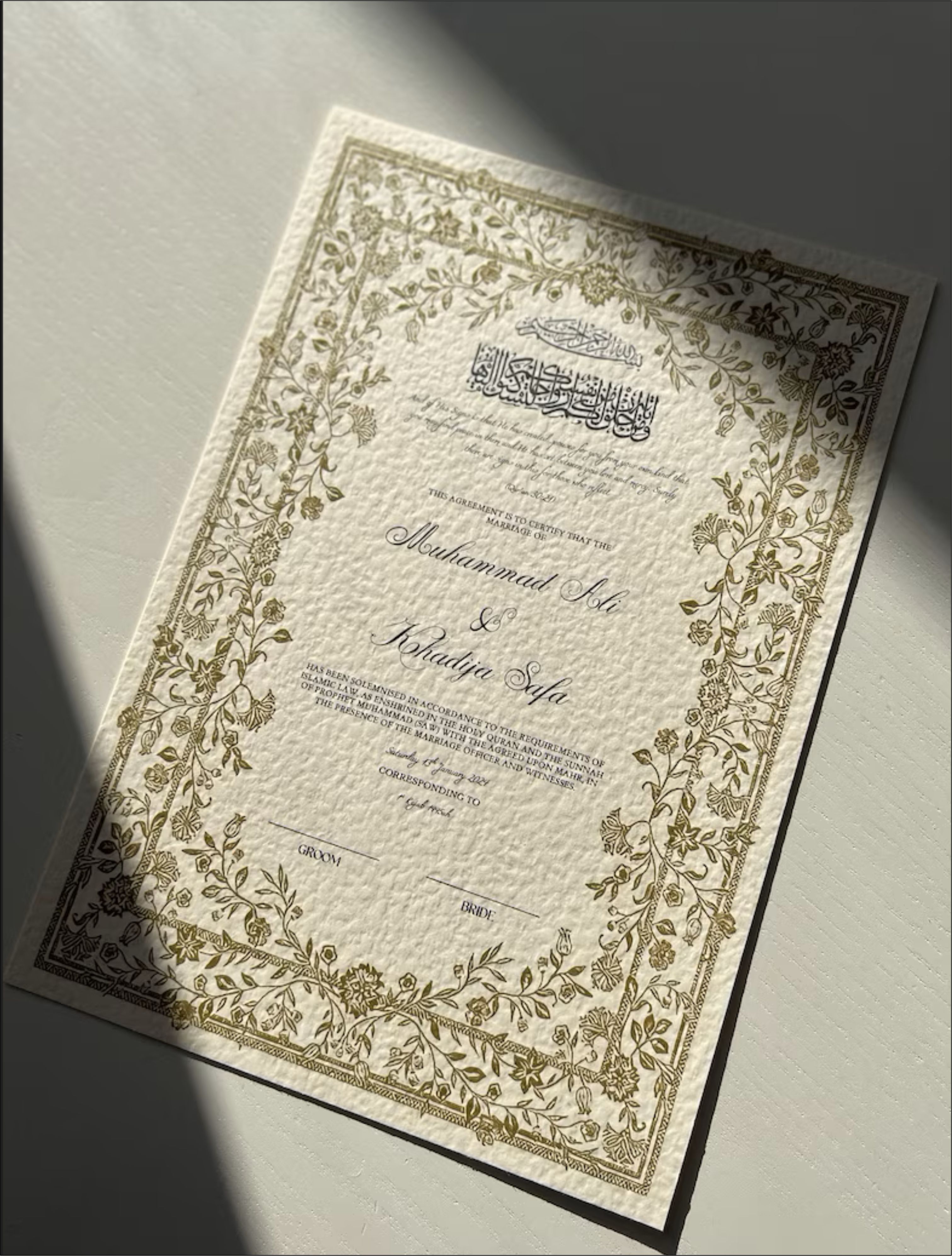 Nikkah Certificate with Framed 
