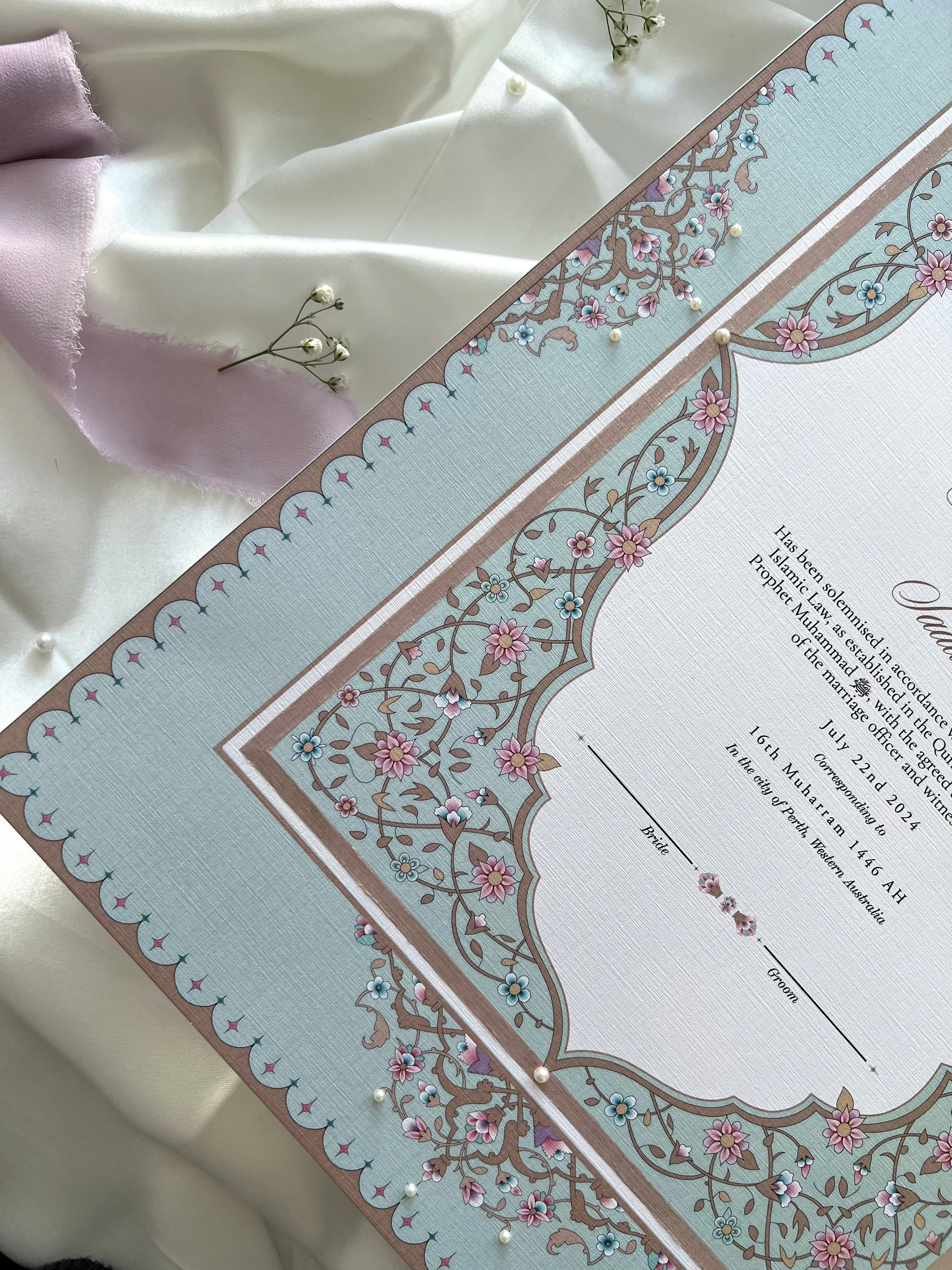 Elegant Wedding Certificate  | Nikkahnama | Nikkah contract | Islamic marriage certificate