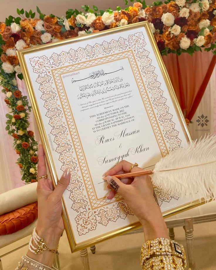 Elegant Wedding Certificate Frame WITH PEN 