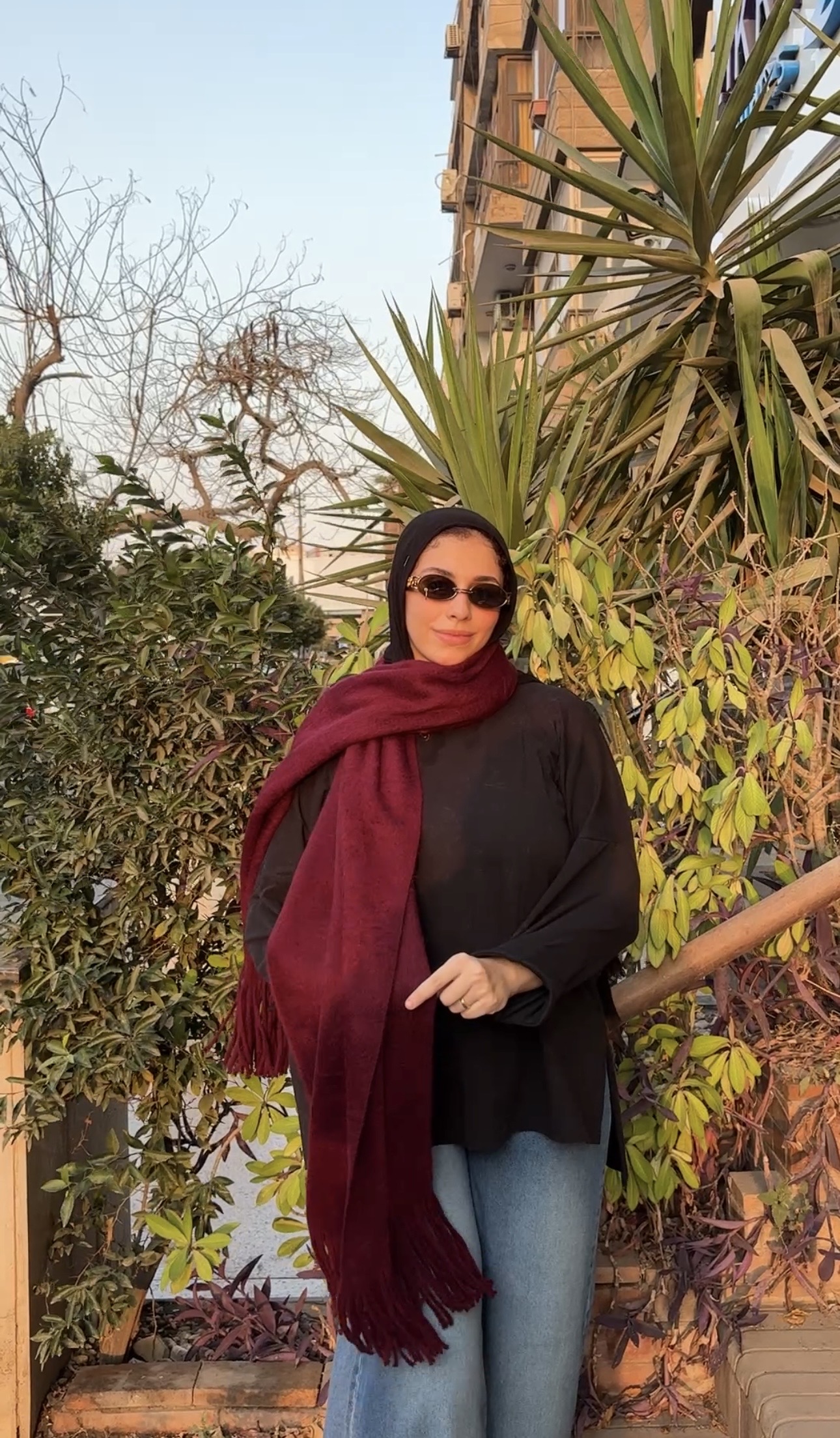 Mohair shawl in burgundy