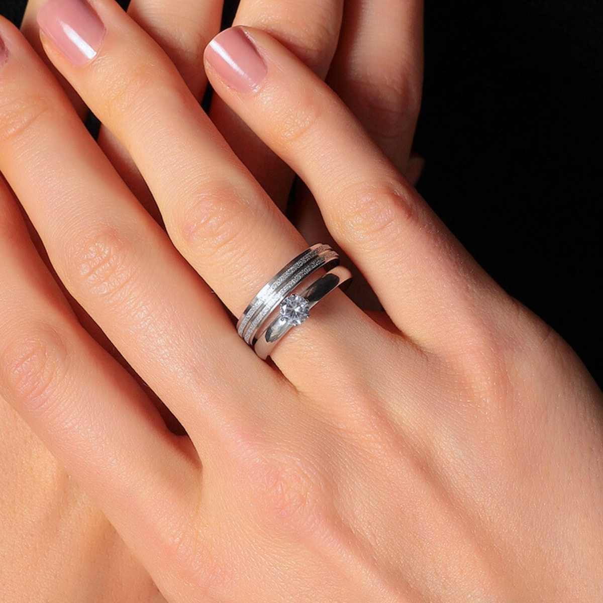 Par Alianças Namoro Prata 4mm Solitário Gravação Nomes Datas.