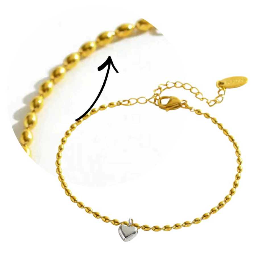 Pulseira Dourada com Pingente de Coração