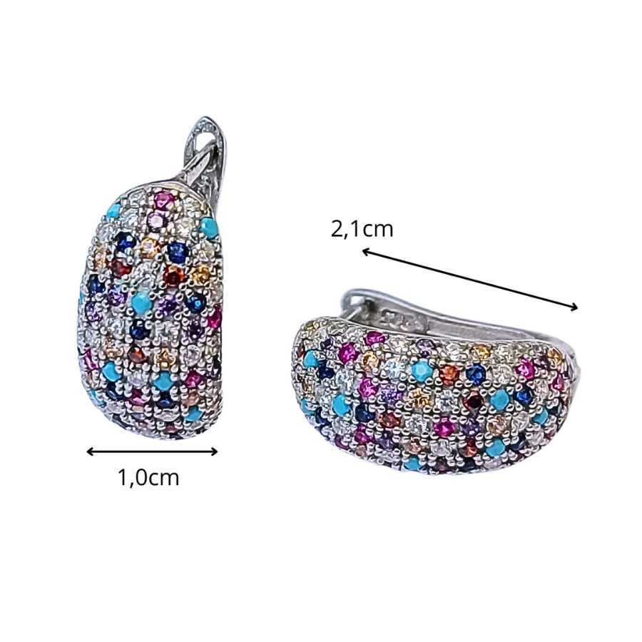 Conjunto de Joias em Prata com Zircônias Coloridas