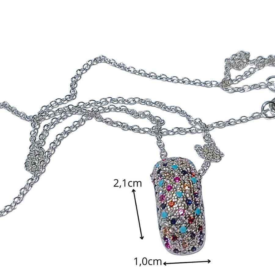 Conjunto de Joias em Prata com Zircônias Coloridas