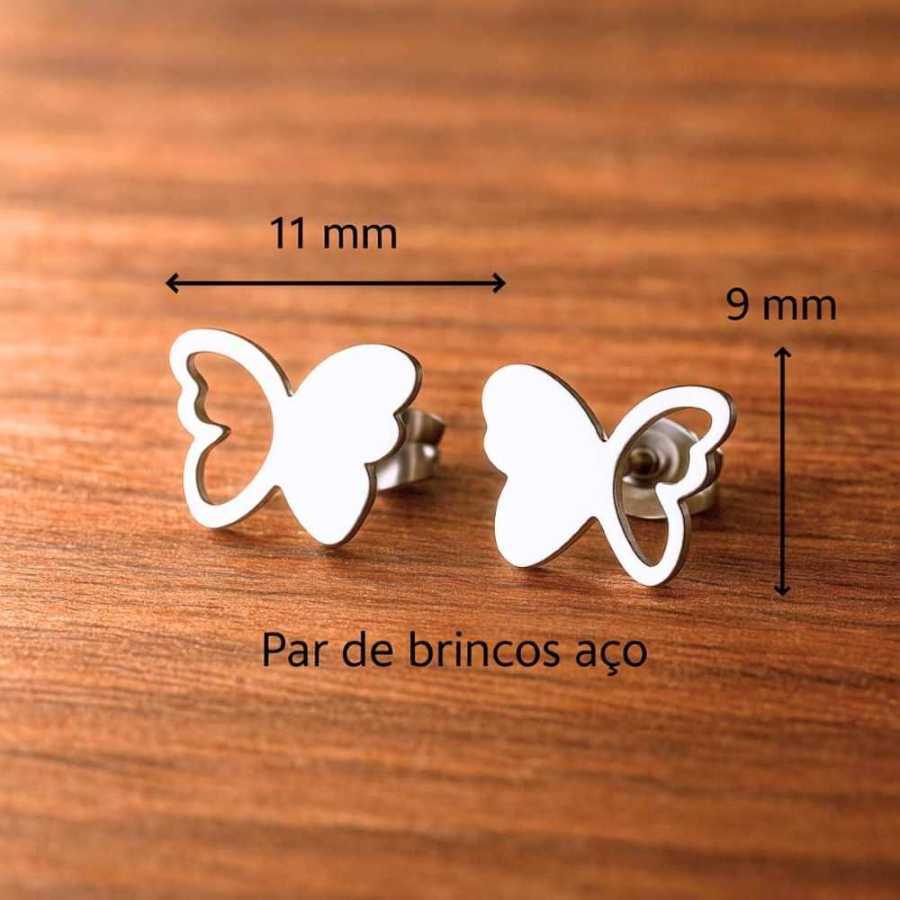 Trio de Brincos Pequeno Bichinhos Aço + Embalagem Presente