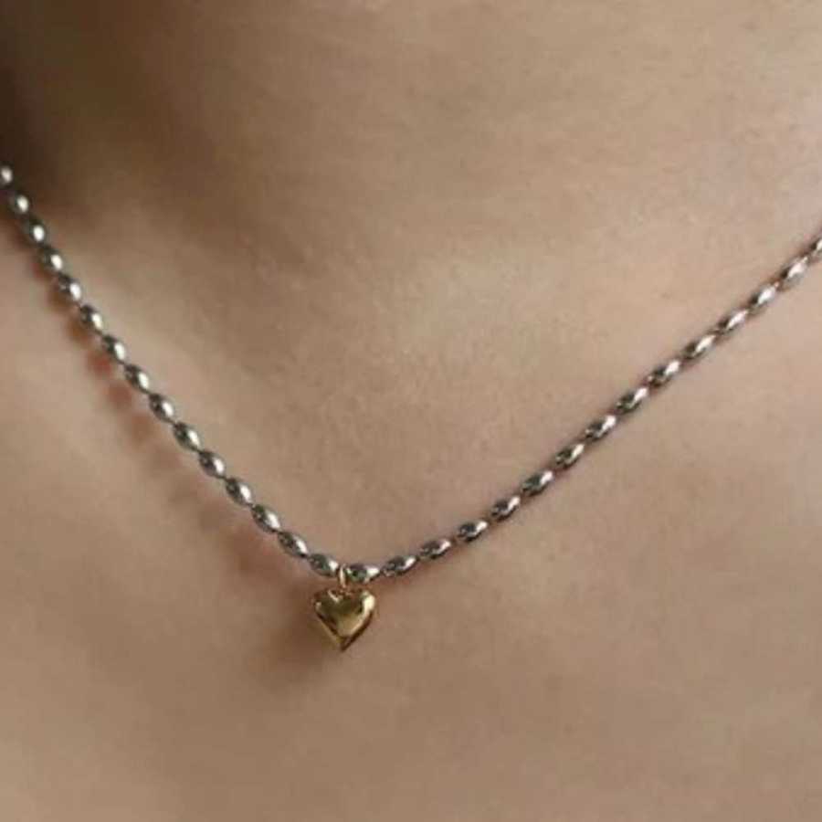 Corrente com Pingente de Coração em Aço