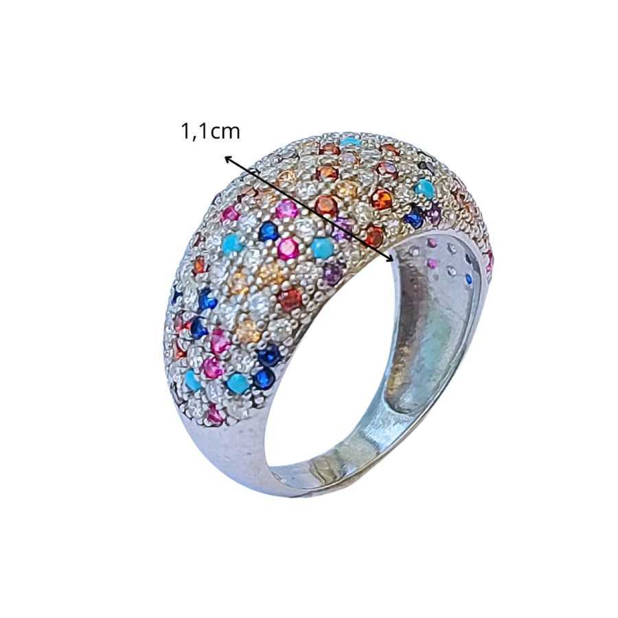 Conjunto de Joias em Prata com Zircônias Coloridas