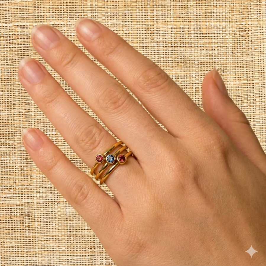 Kit, Anéis em Aço com banho de Ouro 18K