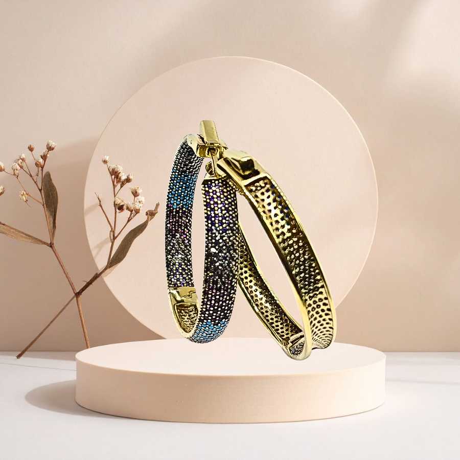 Brincos Argola Prata Zircônias Banho De Ouro