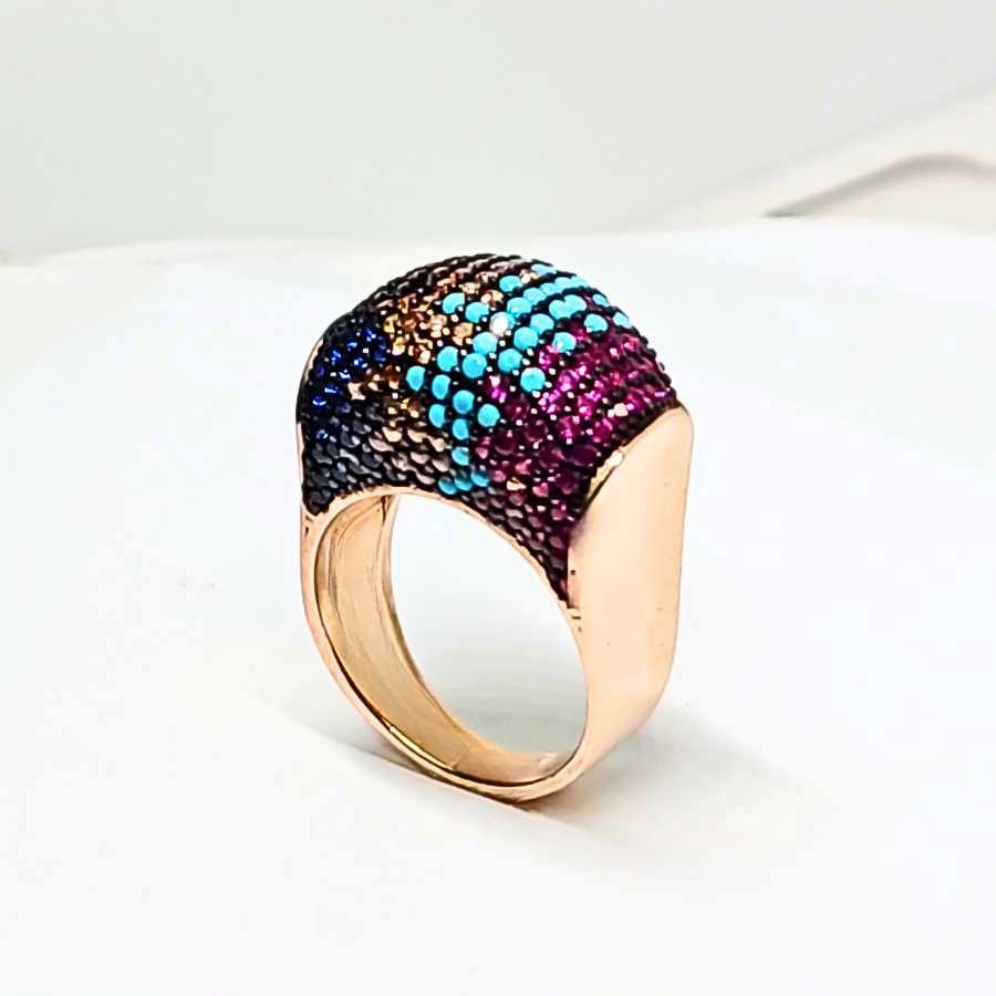 Conjunto Gargantilha e Anel Prata 925k e Banho de Ouro.