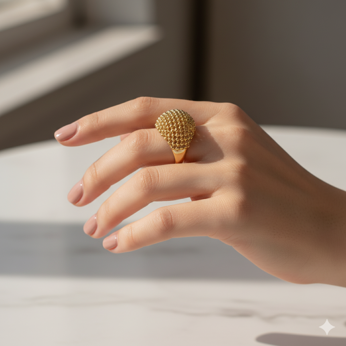 Anel dourado texturizado