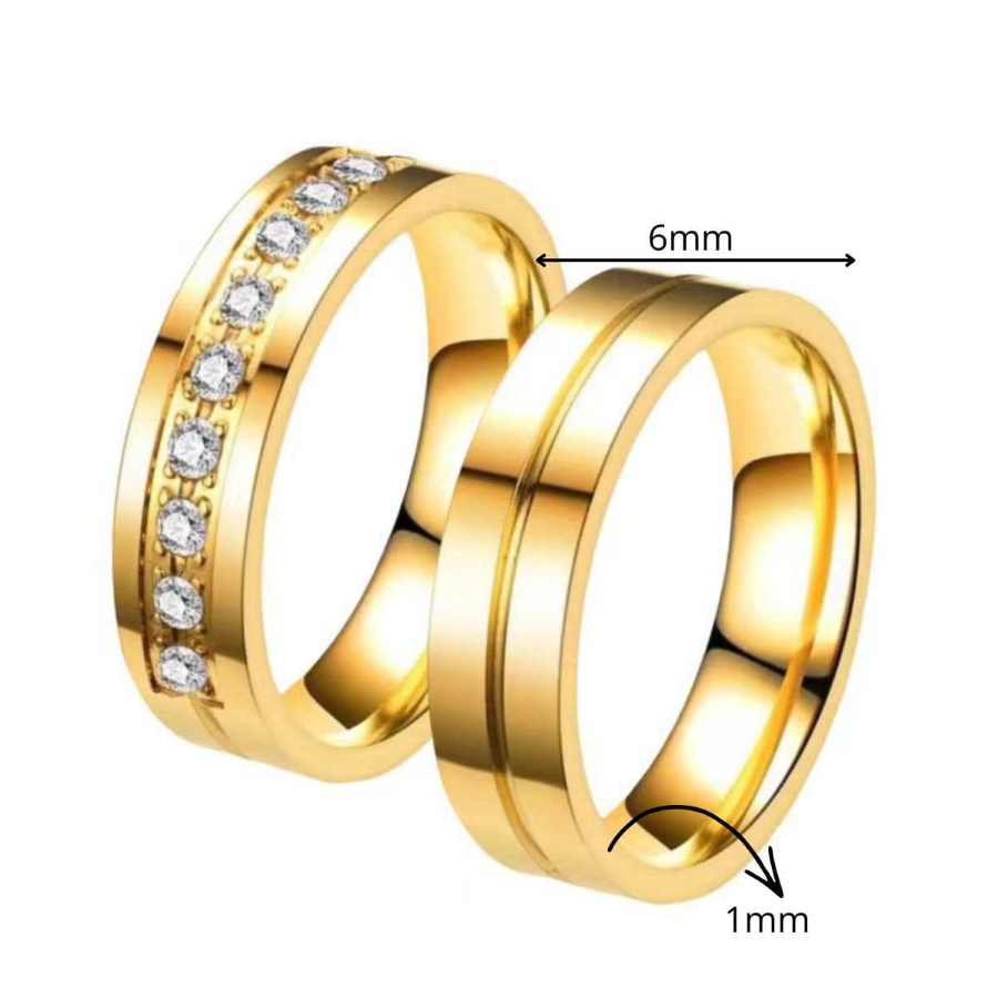 Par Alianças Ouro Tungstênio Banho 18k 6mm Renovação De Votos